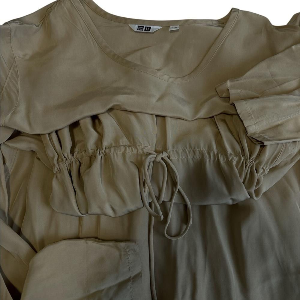 Uniqlo Uniqlo Beige Silk Mini Dress XS/TP Size XS / US 0-2 / IT 36-38 - 3 Thumbnail