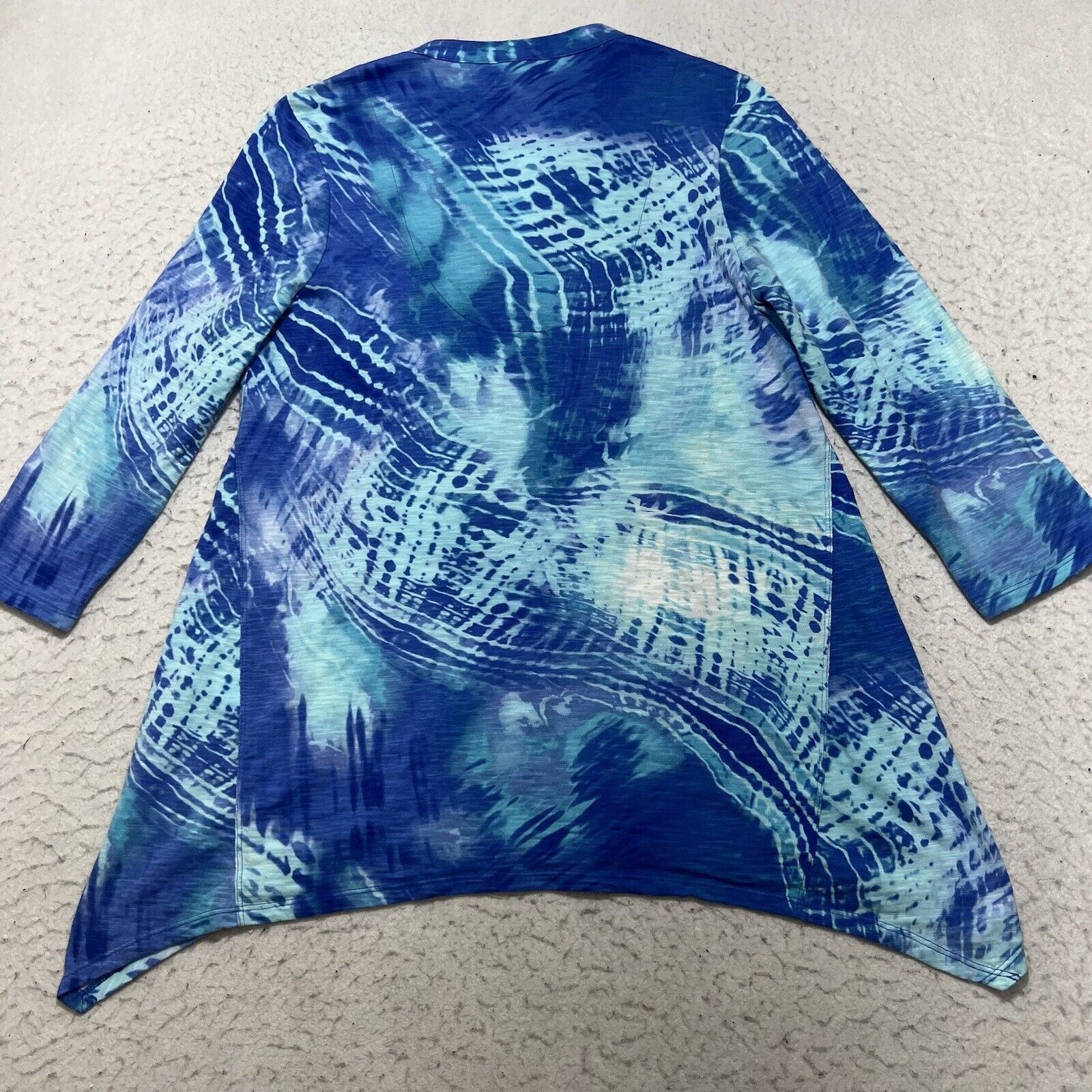 Chicos Chico's Women's Small Long Sleeve V-Neck Blue Patterned Top Size S / US 4 / IT 40 - 9 Thumbnail