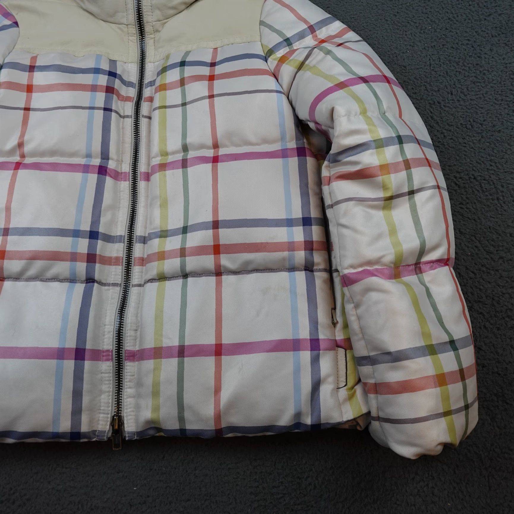 Coach Coach Jacket Womens Large Multicolor Plaid Down Puffer Full Zip Shearling Collar Size L / US 10 / IT 46 - 2 Thumbnail