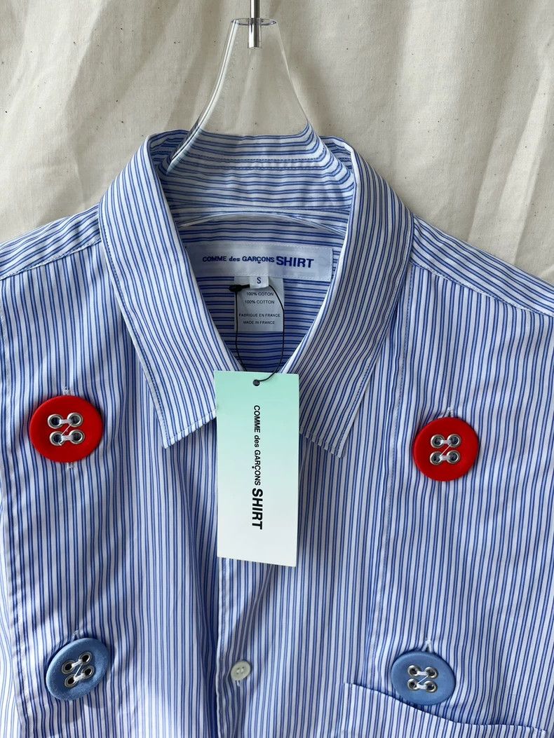 Comme des Garcons Comme Des Garcons Blue and white striped short sleeve shir Size US S / EU 44-46 / 1 - 4 Thumbnail