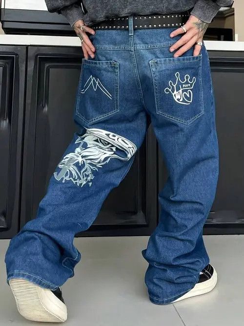 Jean DENIM graphic Y2K DRIP baggy jeans pants Size US 32 / EU 48 - 3 Thumbnail