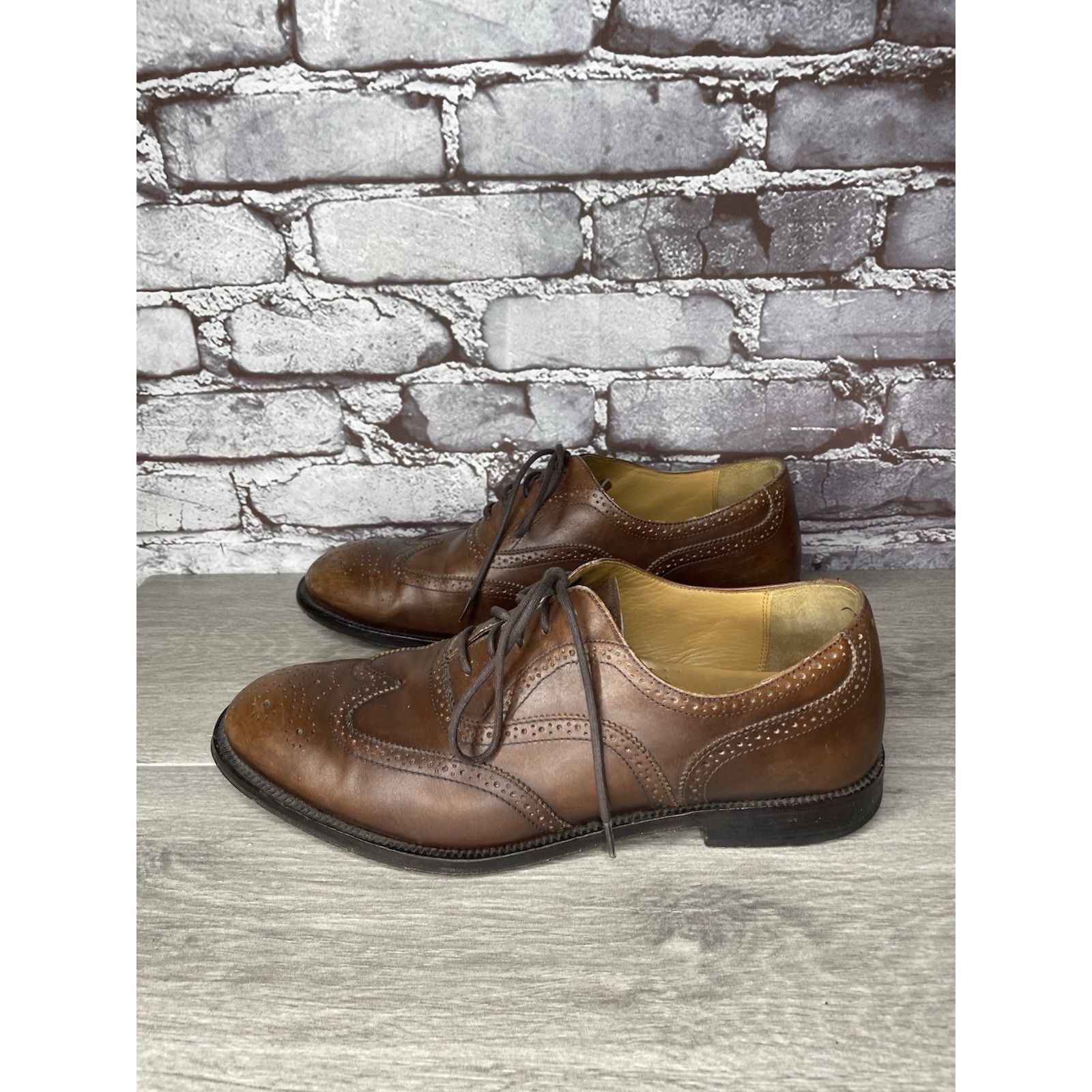 Lands' End Lands End Brown Leather WingTip Oxfords Lace Up Dress Shoes Size US 10.5 / EU 43-44 - 15 Thumbnail