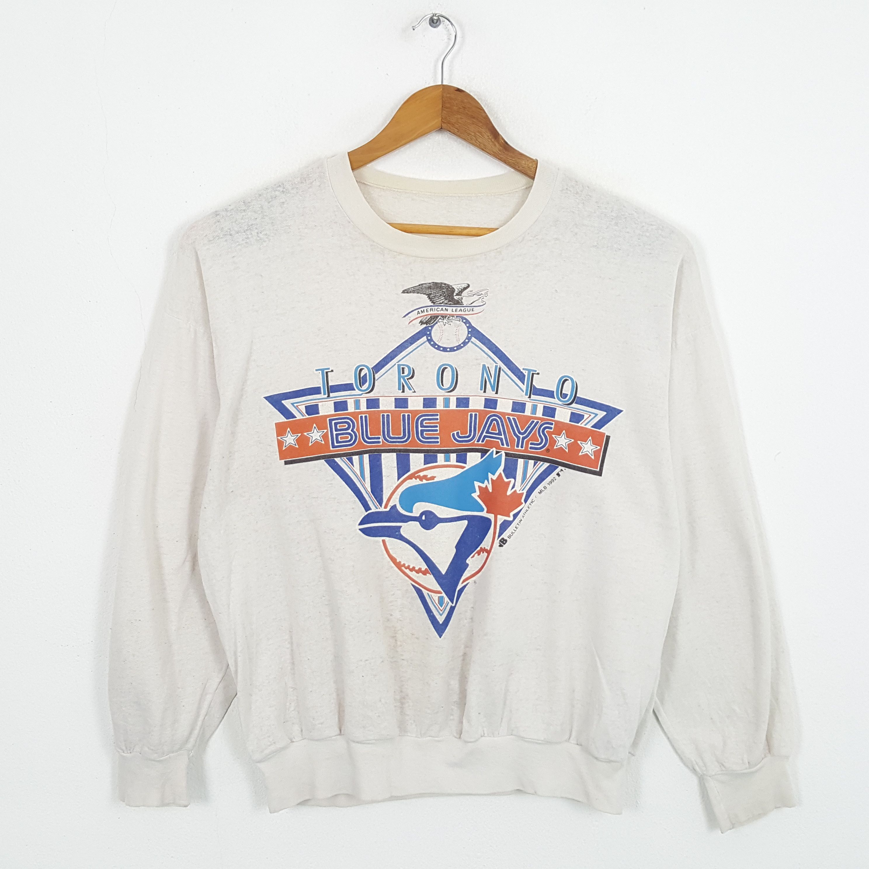 MLB × Vintage Vintage 90s TORONTO BLUE JAY Baseball Distressed Sweatshirt Size US XL / EU 56 / 4 - 1 Thumbnail