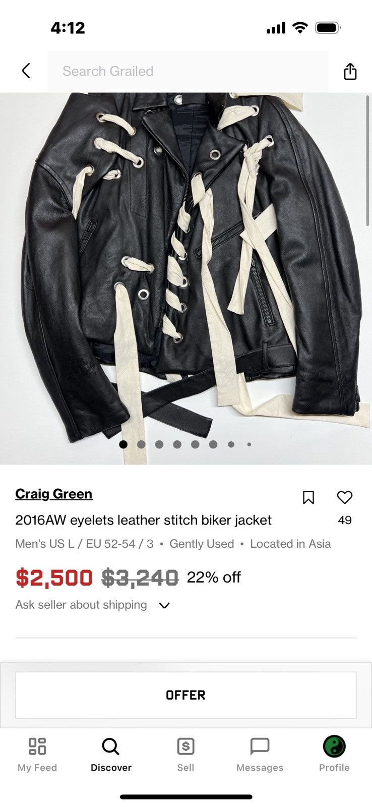 Craig Green CRAIG GREEN 2016 AW COLLECTION EYELETS LEATHER BIKER JACKET Size US L / EU 52-54 / 3 - 4 Thumbnail