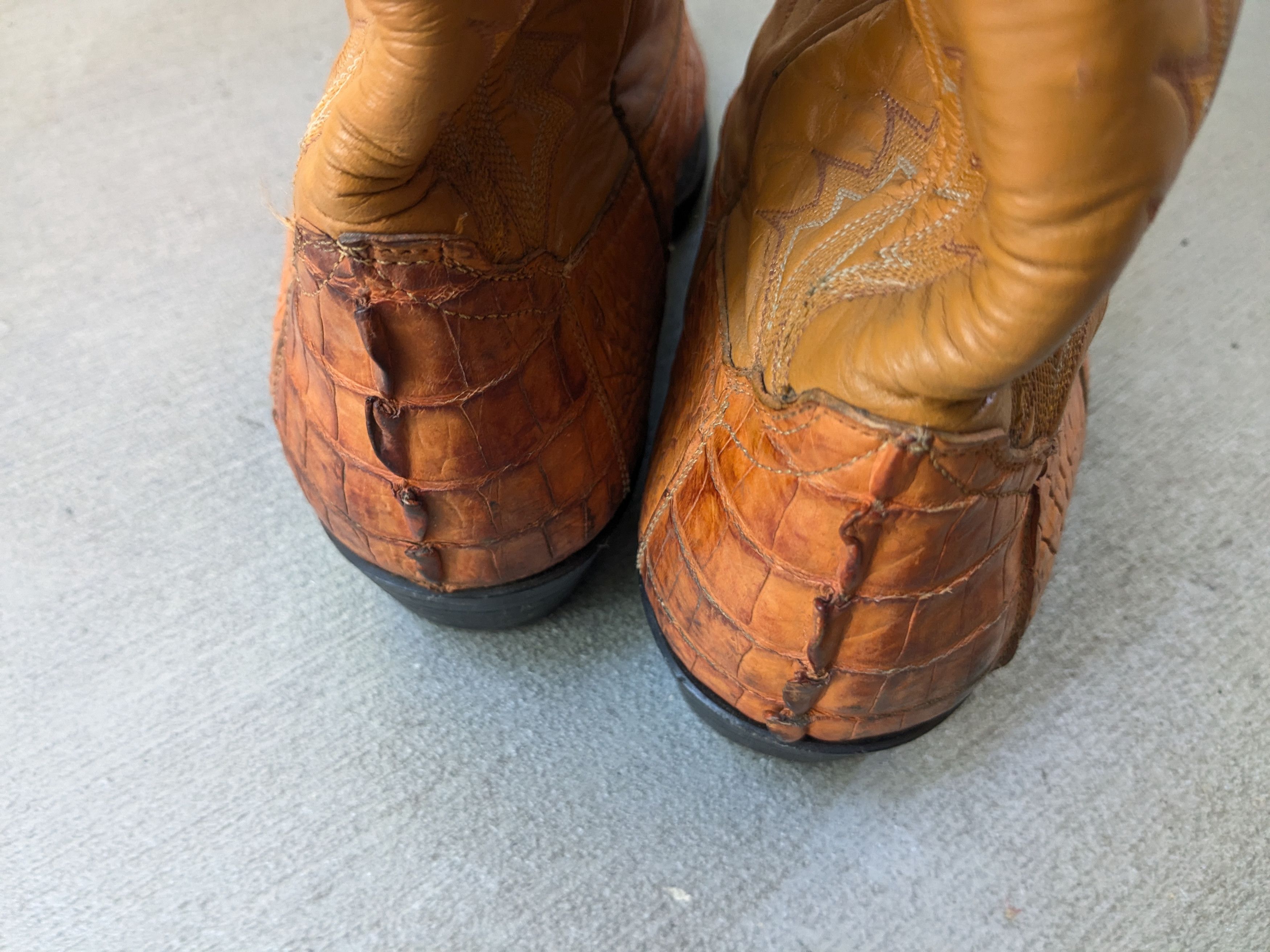 Genuine Leather Vintage Cowboy Boots Orange 11 EE Wide Western Botas Size US 11 / EU 44 - 14 Thumbnail