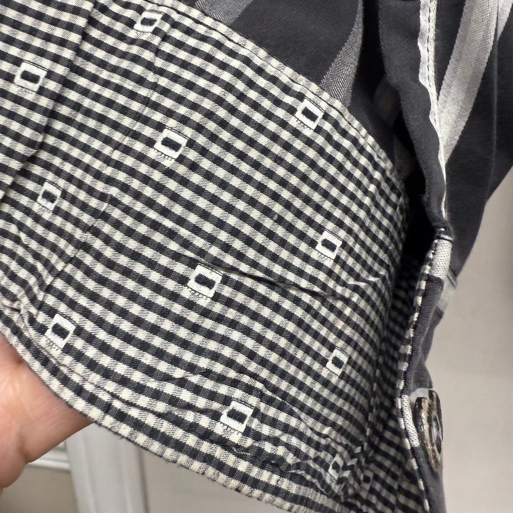 BUGATCHI Men's Bugatchi Button Down Shirt Med Black/White Striped Size US M / EU 48-50 / 2 - 13 Thumbnail