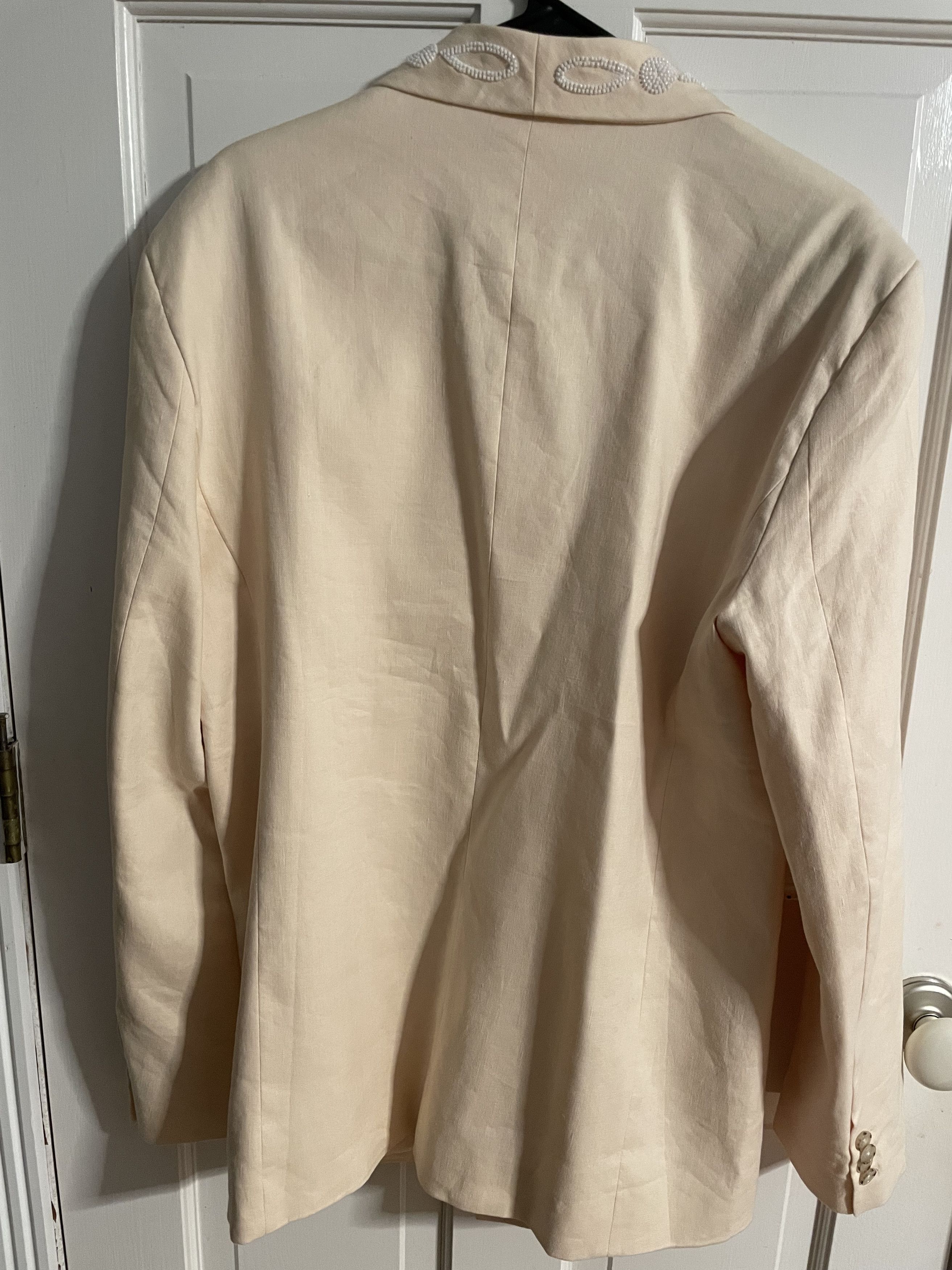 Designer COMMAS Embellished Shawl Collar Jacket Capron Cream BNWT M Size 38R - 2 Thumbnail