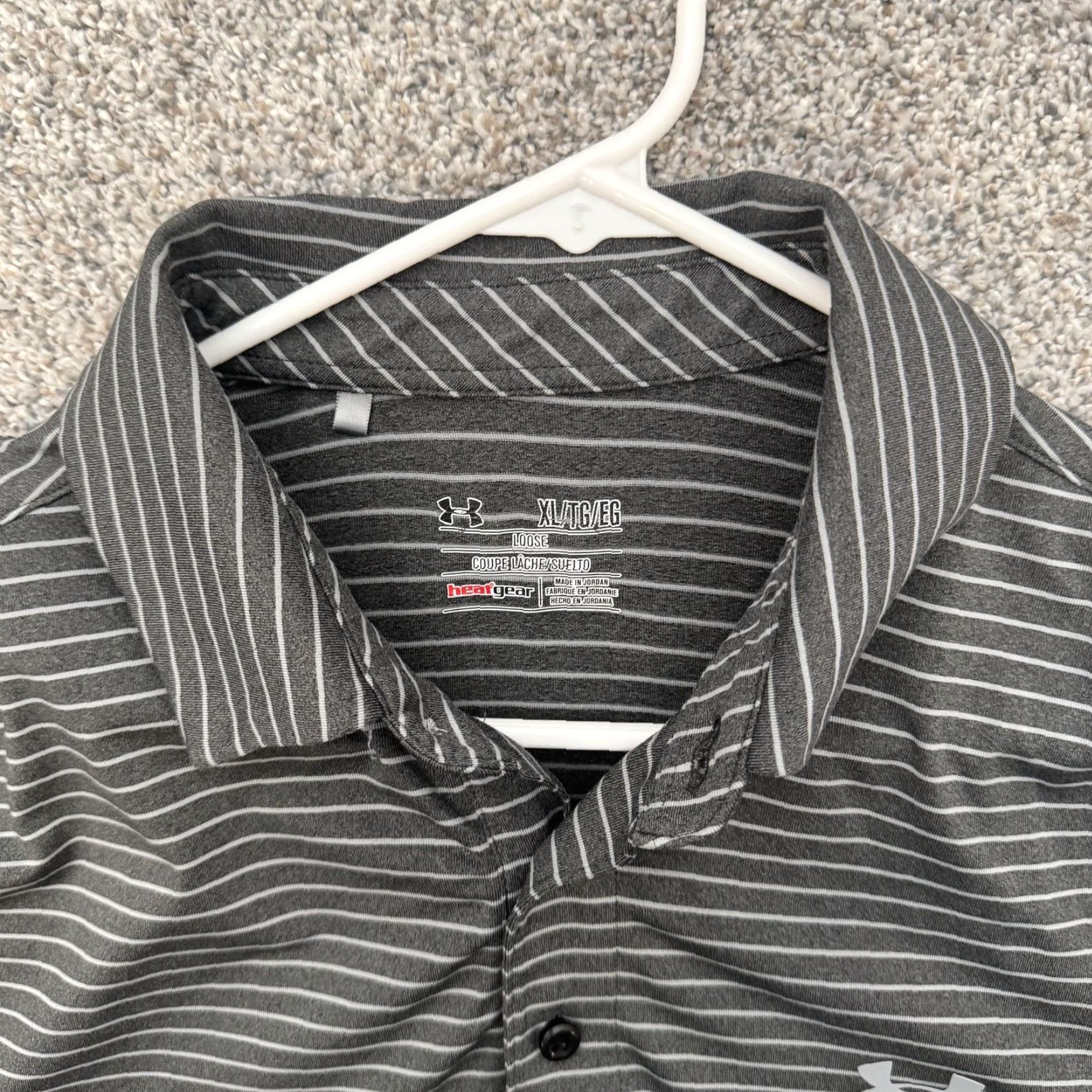 Under Armour Under Armour Shirt Mens XL HeatGear Golf Striped Polo, Lightweight, Moisture Wicking, Quick Dry, Breathable, Collared, Short Sleeve, Gray, 2015 Size US XL / EU 56 / 4 - 4 Thumbnail