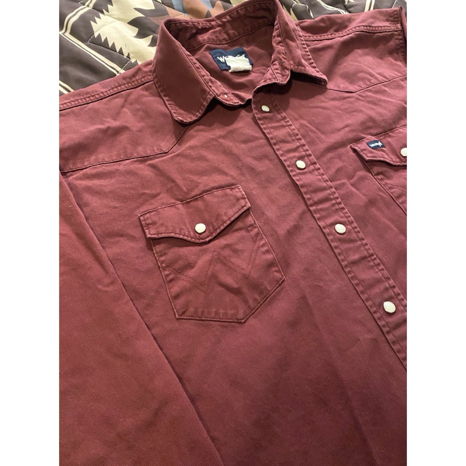 Wrangler VINTAGE Wrangler Brushpopper Pearl Snap Shirt Dark Red Maroon Men’s Size 2XL Size US XXL / EU 58 / 5 - 2 Thumbnail
