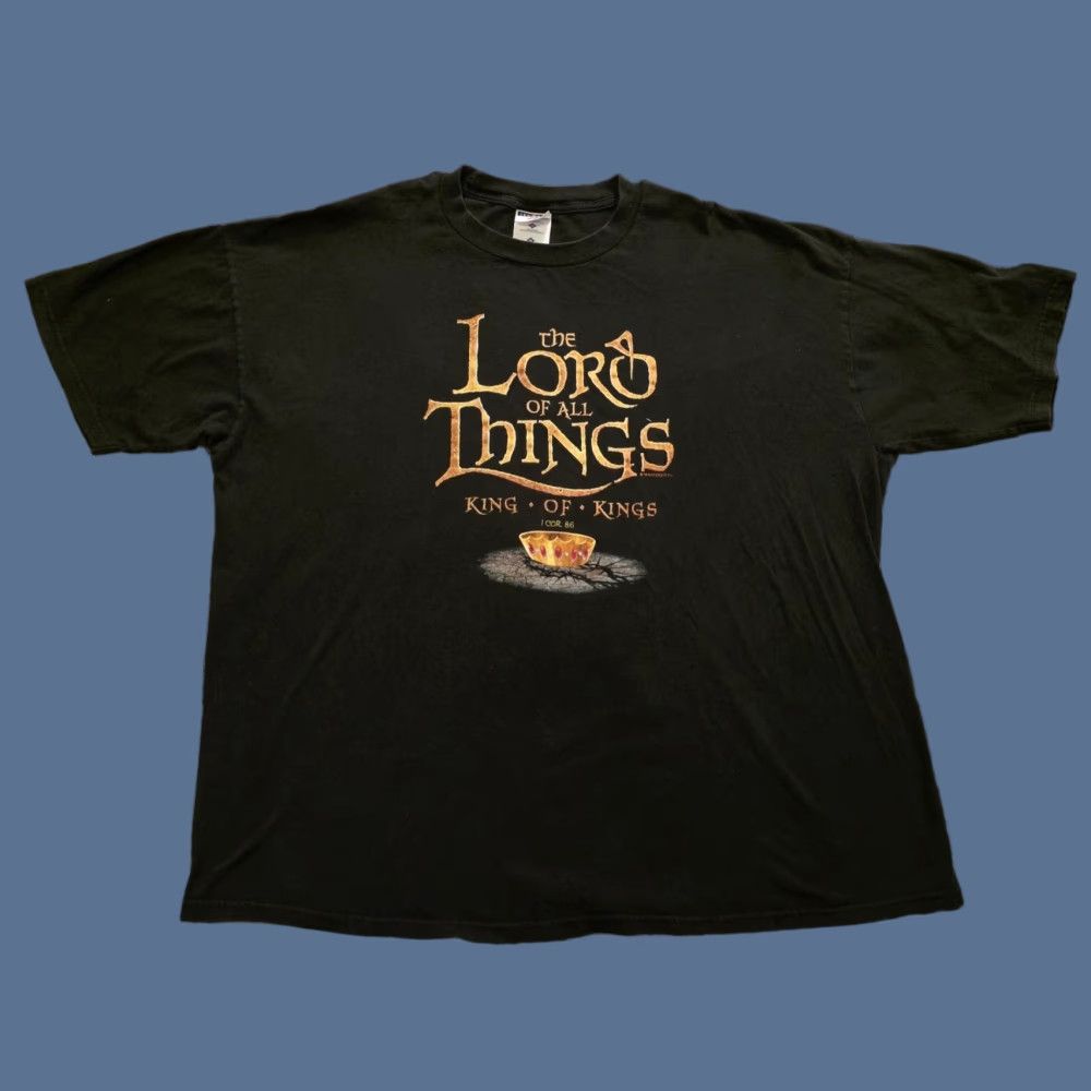Jerzees VINTAGE Jerzees T-Shirt Lord Of The Rings Parody Jesus Black 2XL Mens Crew Neck Short Sleeve Graphic Print Retro 90s Size US XXL / EU 58 / 5 - 1 Thumbnail