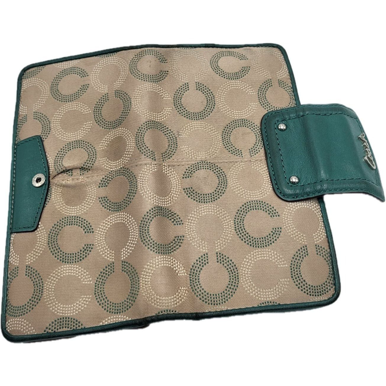 Coach Coach Ashley Khaki Green Dotted Signature C Leather Wallet Size ONE SIZE - 7 Thumbnail