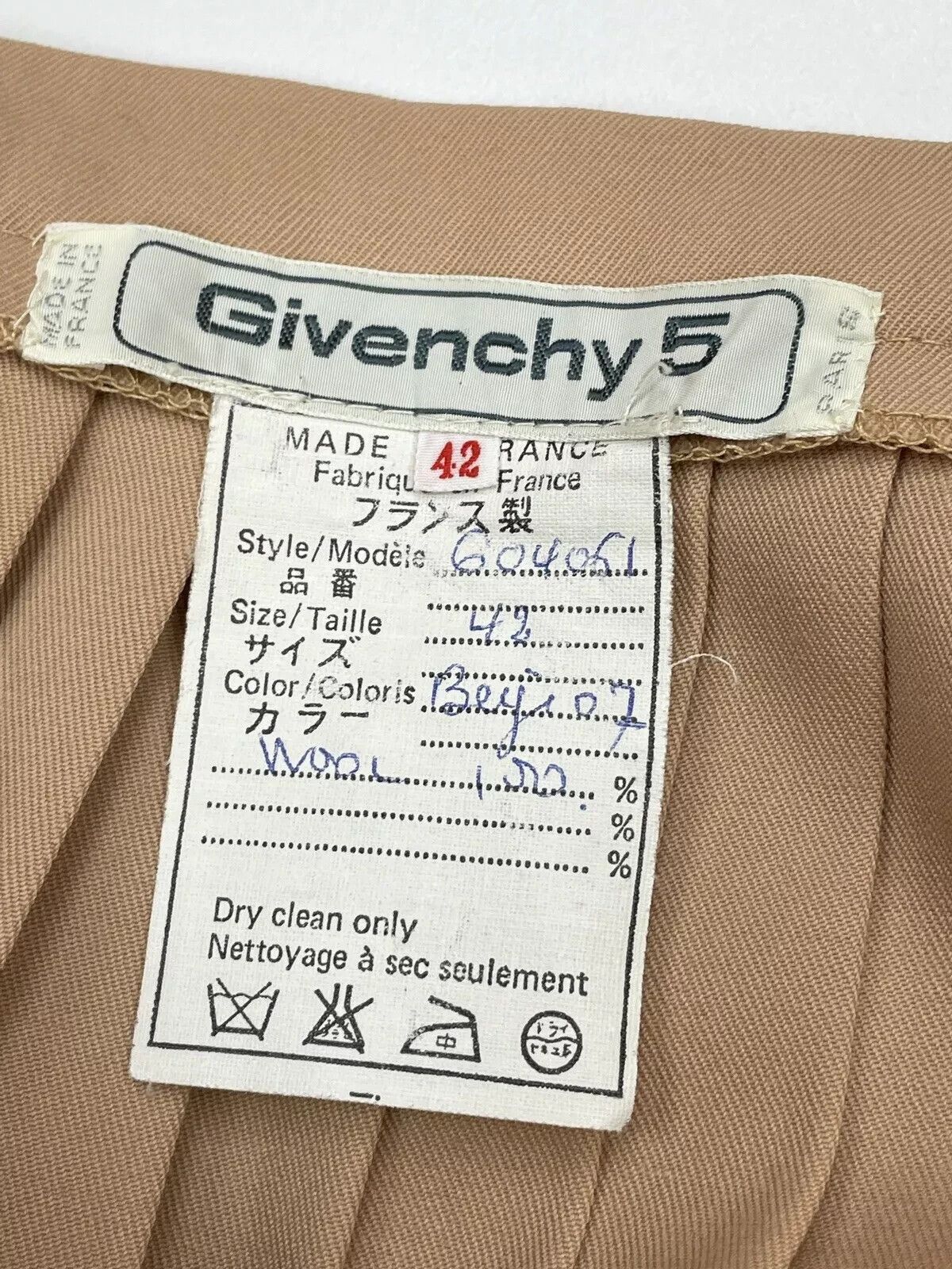 Givenchy Vintage Givenchy 5 Please Wool A-line Midi Skirt Beige Rare Size 30" / US 8 / IT 44 - 16 Thumbnail