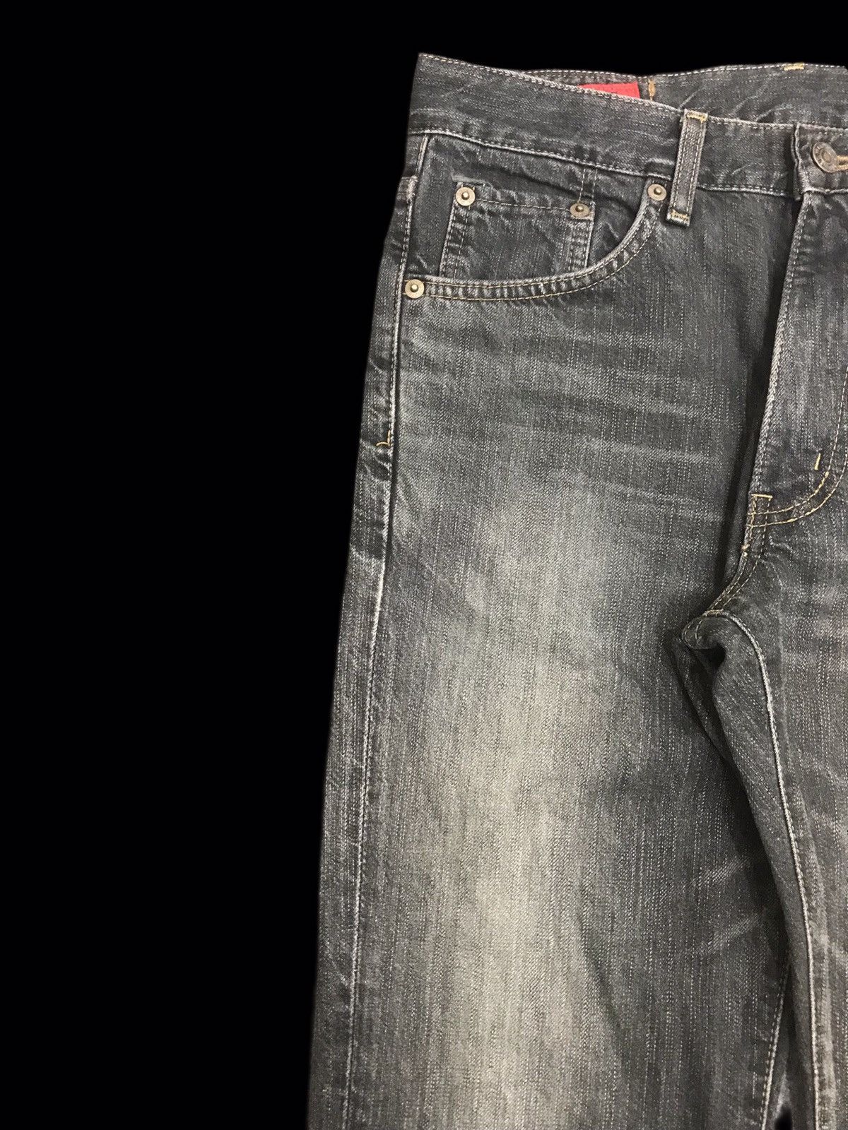 Edwin 💥BOOTCUT💥ARCHIVAL EDWIN REBEL BLACK DISTRESSED DENIM F256 Size US 29 - 3 Thumbnail