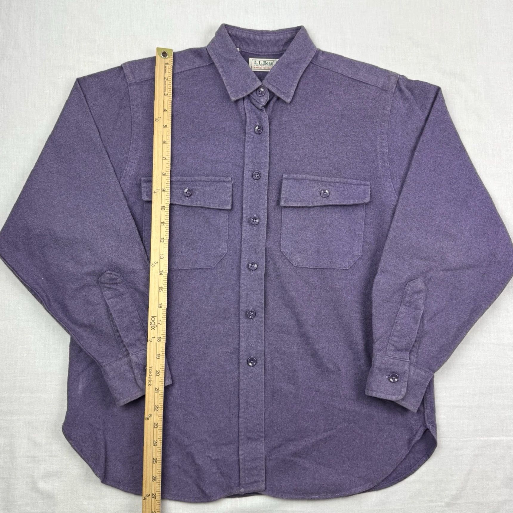 Vintage VINTAGE L.L. Bean Chamois Shirt Womens 12 Button-Up Long Sleeve Collared Purple 100% Cotton USA Outdoor Classic 90s Boys? Size XL / US 12-14 / IT 48-50 - 6 Thumbnail