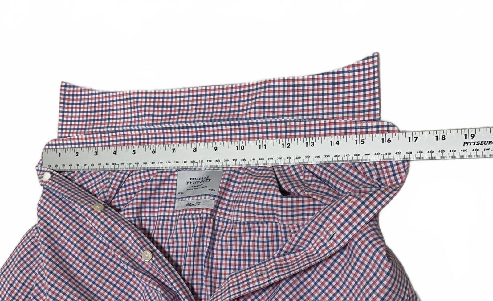 Charles Tyrwhitt Charles Tyrwhitt Slim Fit Men's 16/36 Red Blue Check Shirt Size 38R - 9 Thumbnail