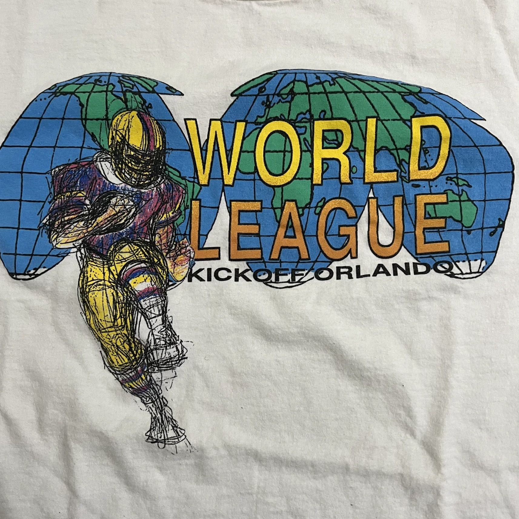 Vintage VINTAGE Single Stitch World Football League Kickoff T-Shirt Mens Size L White 90s Mens Size US L / EU 52-54 / 3 - 2 Thumbnail