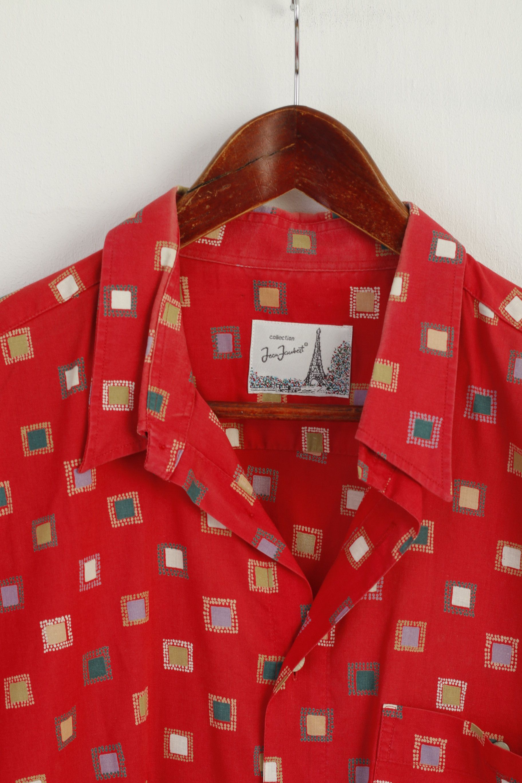 Vintage Jean Jaunbert Men XL (L) Casual Shirt Red Cotton 9571 Size US L / EU 52-54 / 3 - 3 Thumbnail