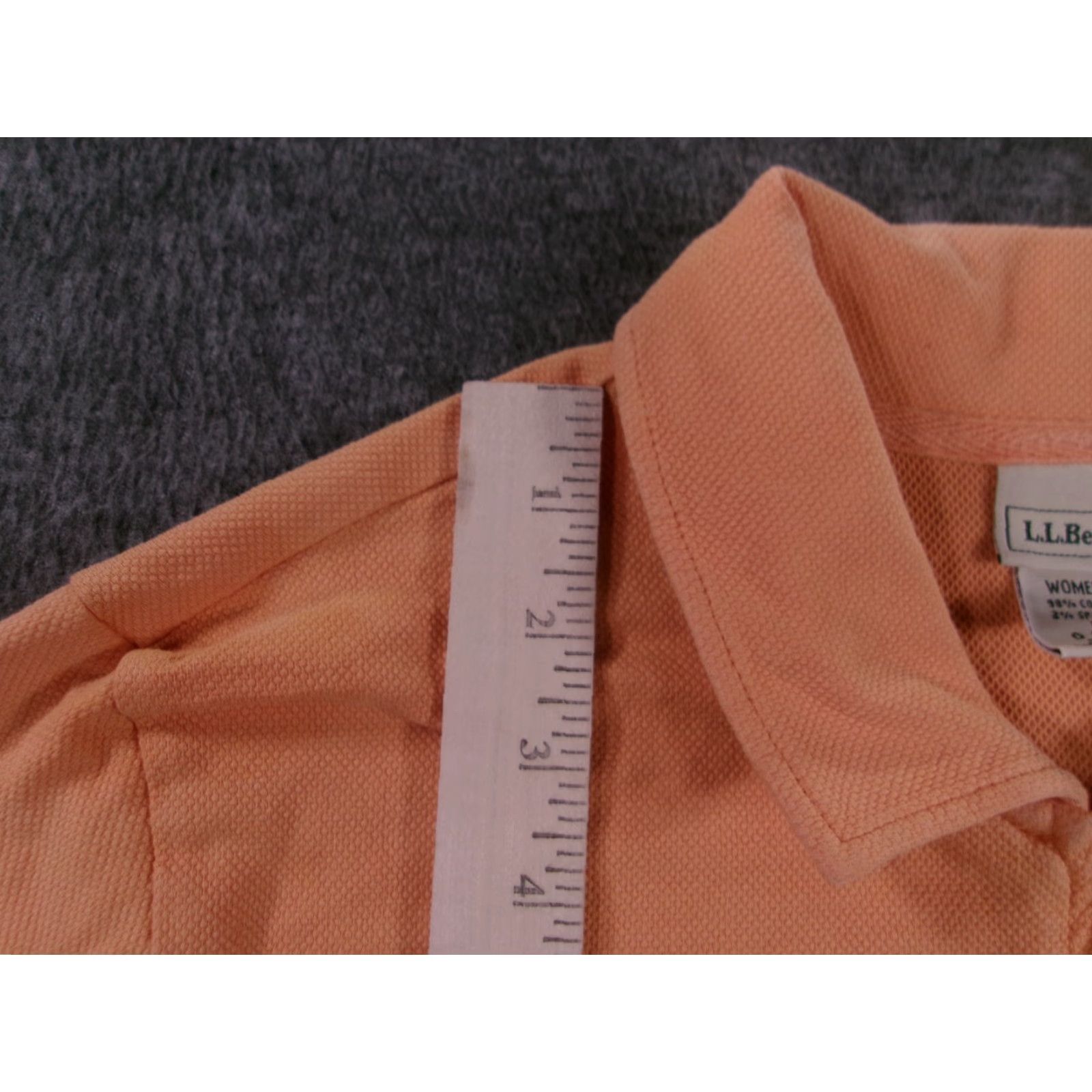 Vintage L.L. Bean Polo Shirt Women Large Orange Solid Short Sleeve Collared Cotton Blend Basic Classic Preppy 90s? Size L / US 10 / IT 46 - 4 Thumbnail