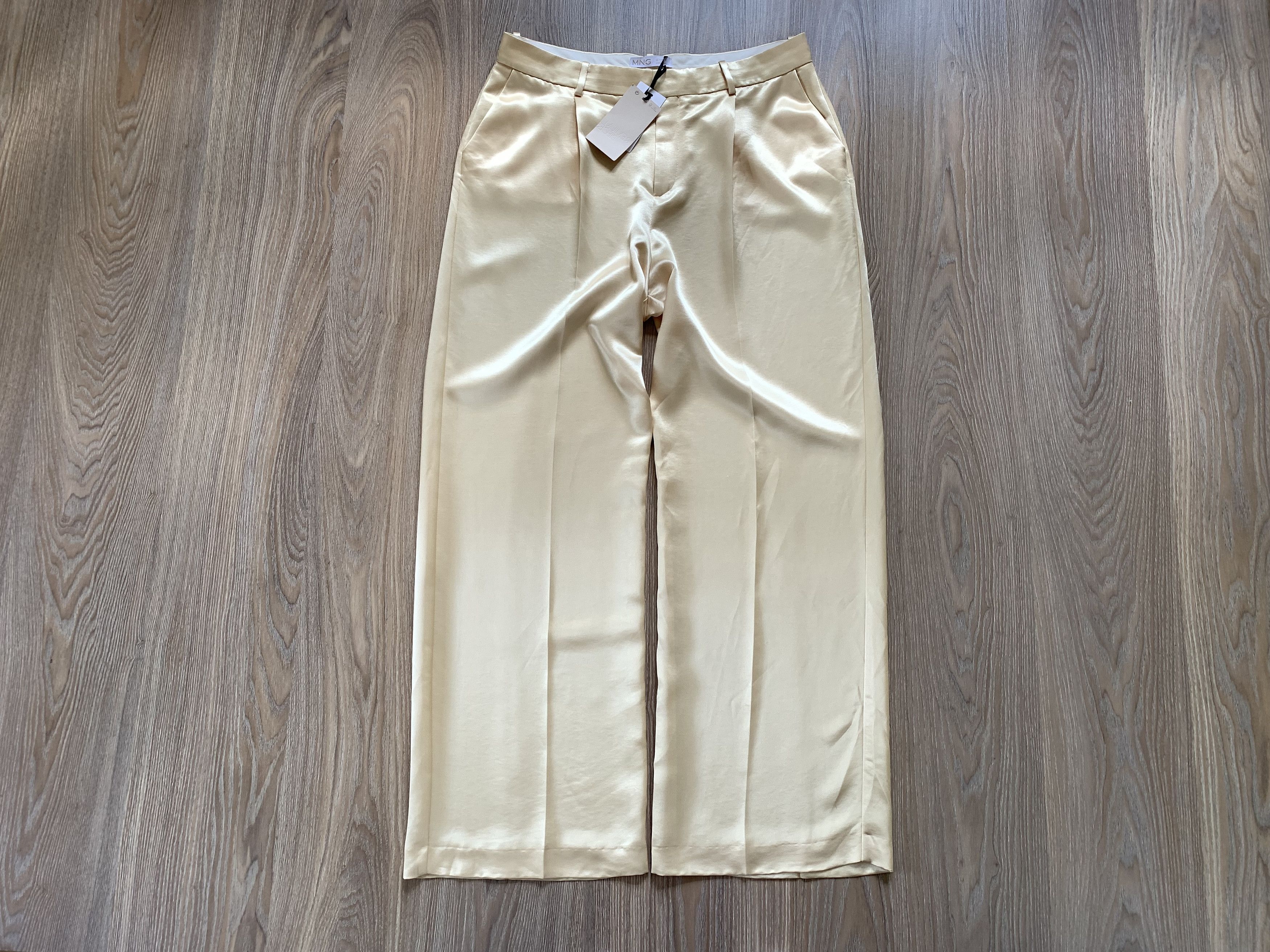 Mango Women’s Mango Beige Satin Wide Leg Trousers Size 32" / US 10 / IT 46 - 1 Thumbnail