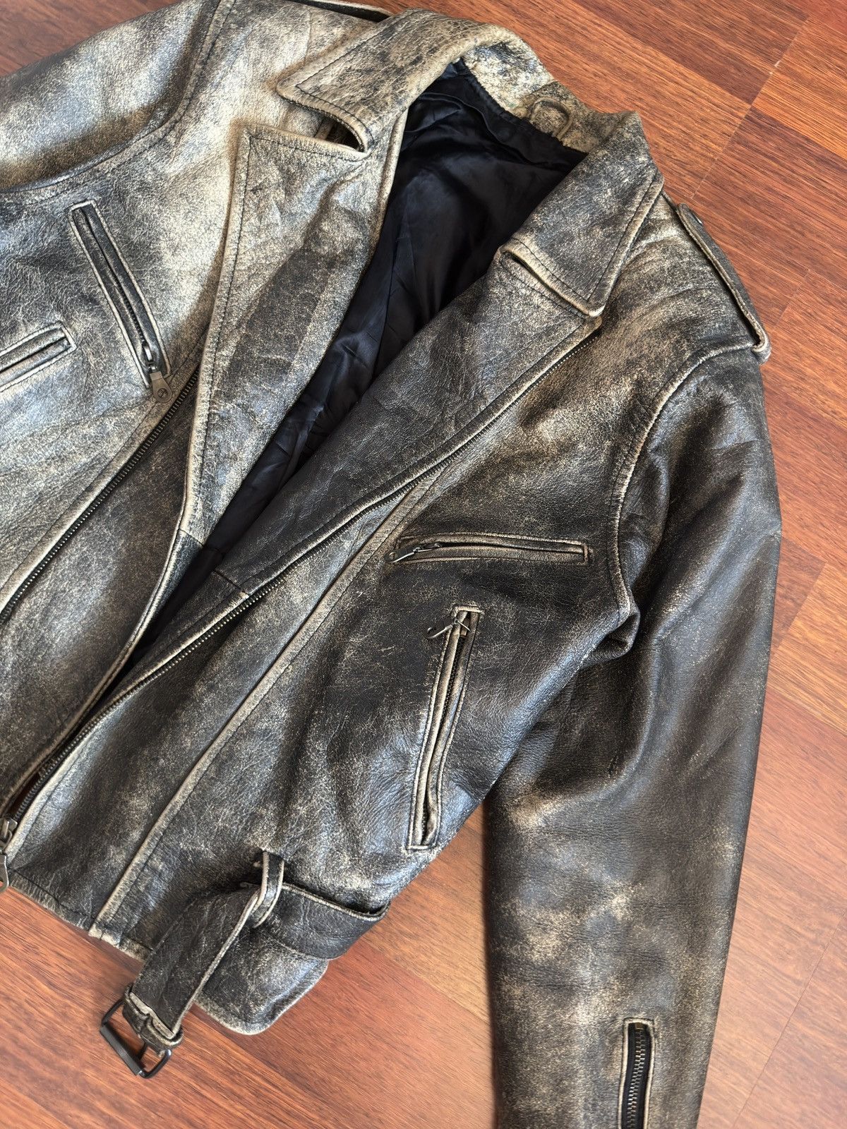 Other Vintage Distressed Heavy Leather Biker Jacket Size US S / EU 44-46 / 1 - 2 Thumbnail