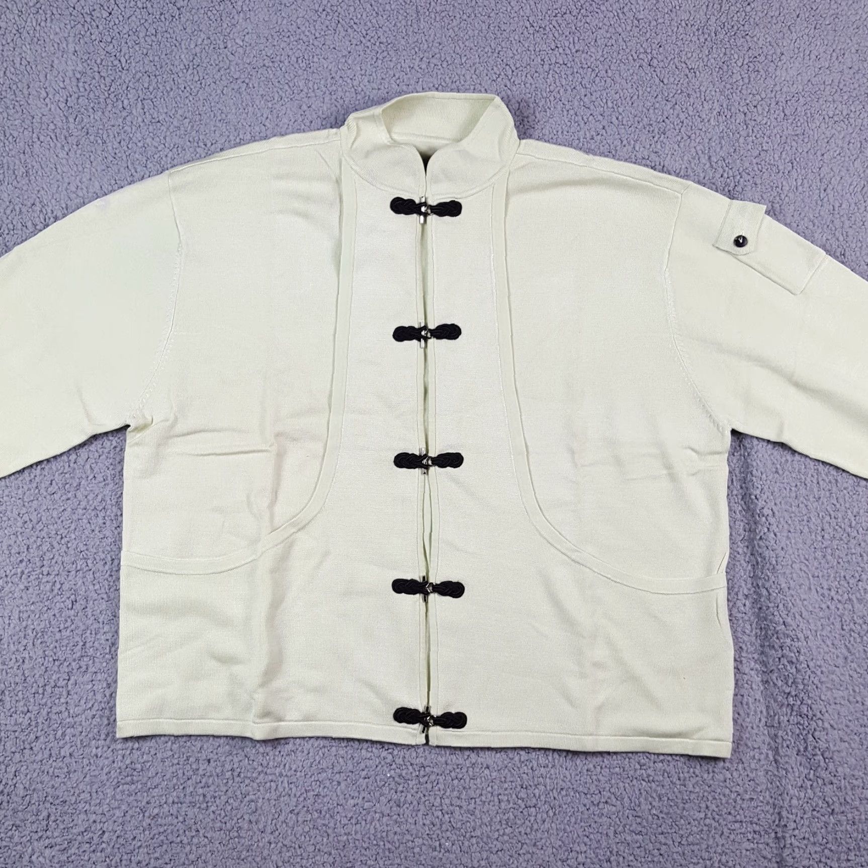 Vintage VINTAGE Jamie Sadock Light Green Knit Silk Frog Button Chinese Cardigan Women's M Knit Sweater? Size M / US 6-8 / IT 42-44 - 4 Thumbnail
