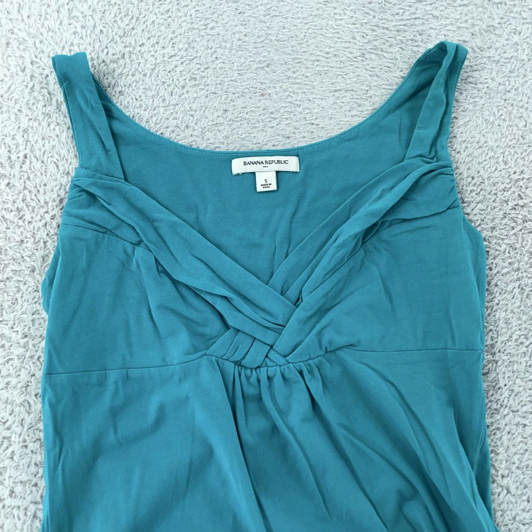 Banana Republic Banana Republic Shirt Womens Small Teal Twist Front Tank Top Stretch Pima Cotton Tank Size S / US 4 / IT 40 - 2 Thumbnail