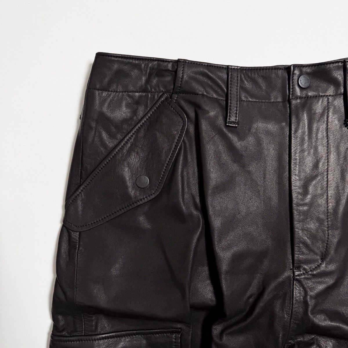 Other A LEATHER CARGO PANTS BLACK L COWHIDE Size US 40 / EU 56 - 3 Thumbnail