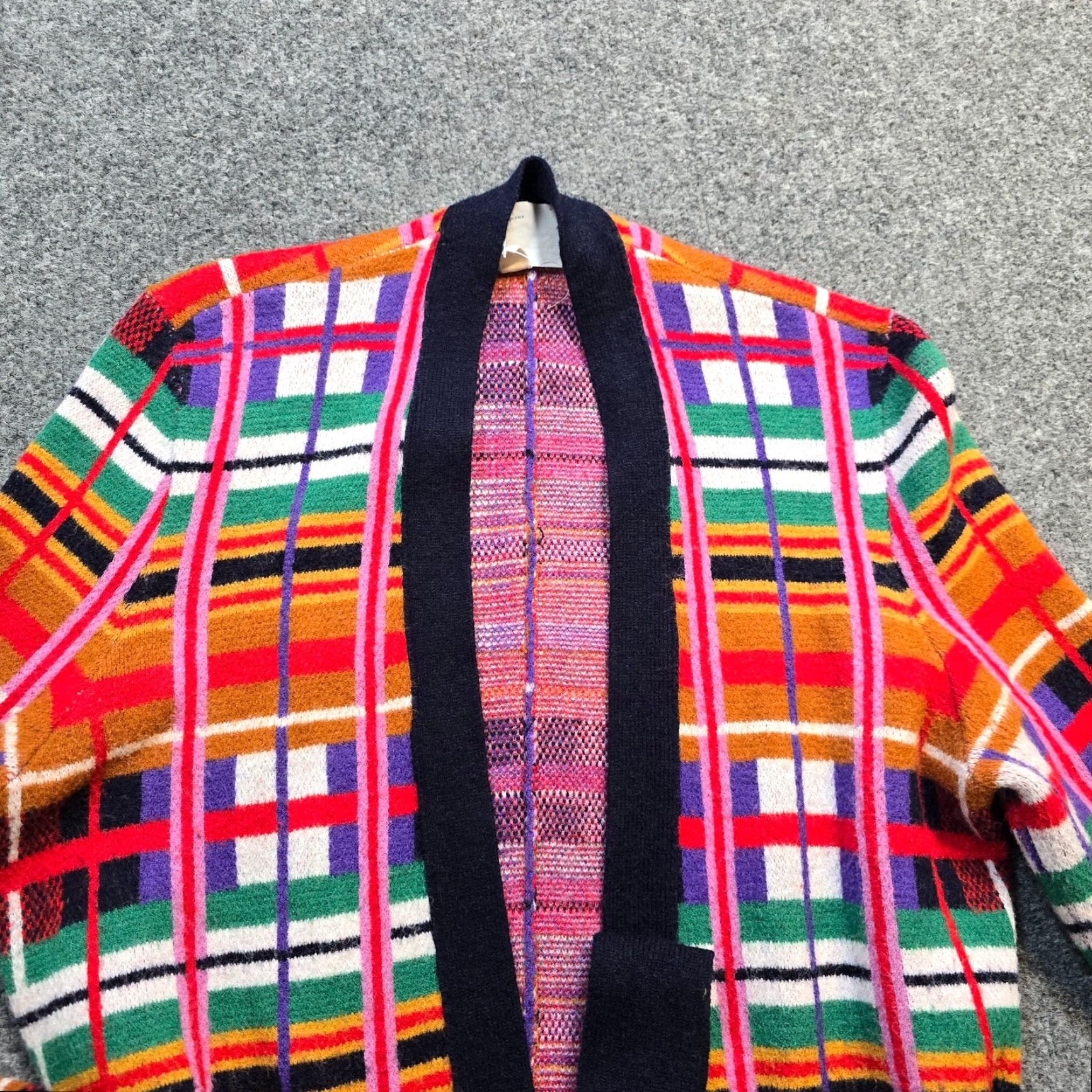 Anthropologie Moth Anthropologie Cardigan Women XS Red Plaid Colorful Belted Duster Cardigan Size XS / US 0-2 / IT 36-38 - 2 Thumbnail