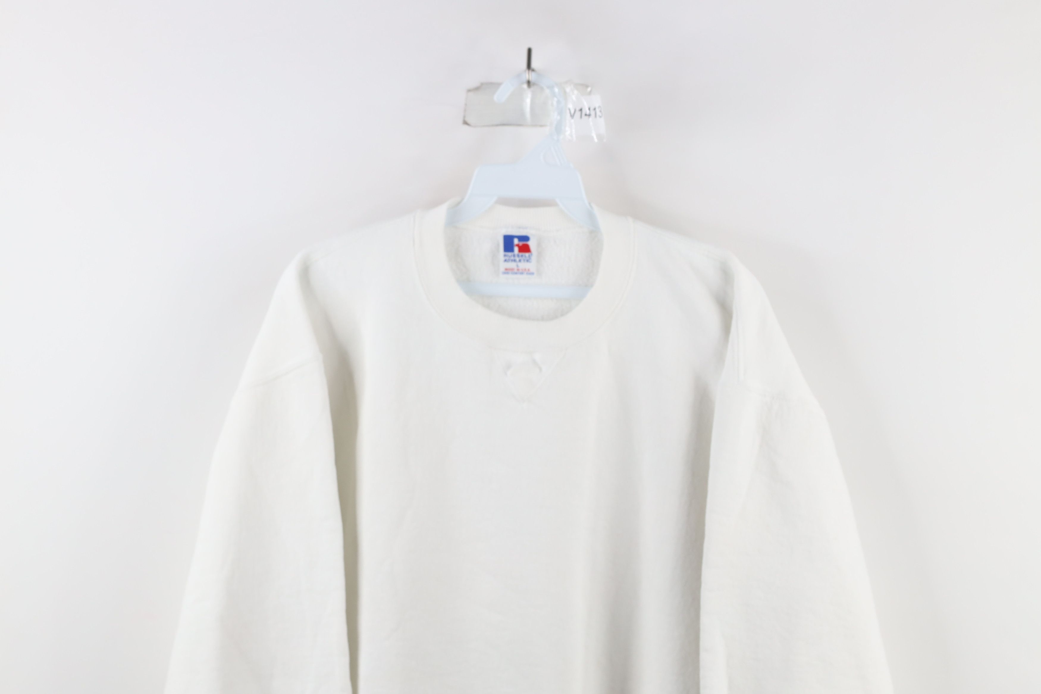 Russell Athletic × Vintage Vintage 90s Russell Athletic Crewneck Sweatshirt White USA Size ONE SIZE - 2 Thumbnail