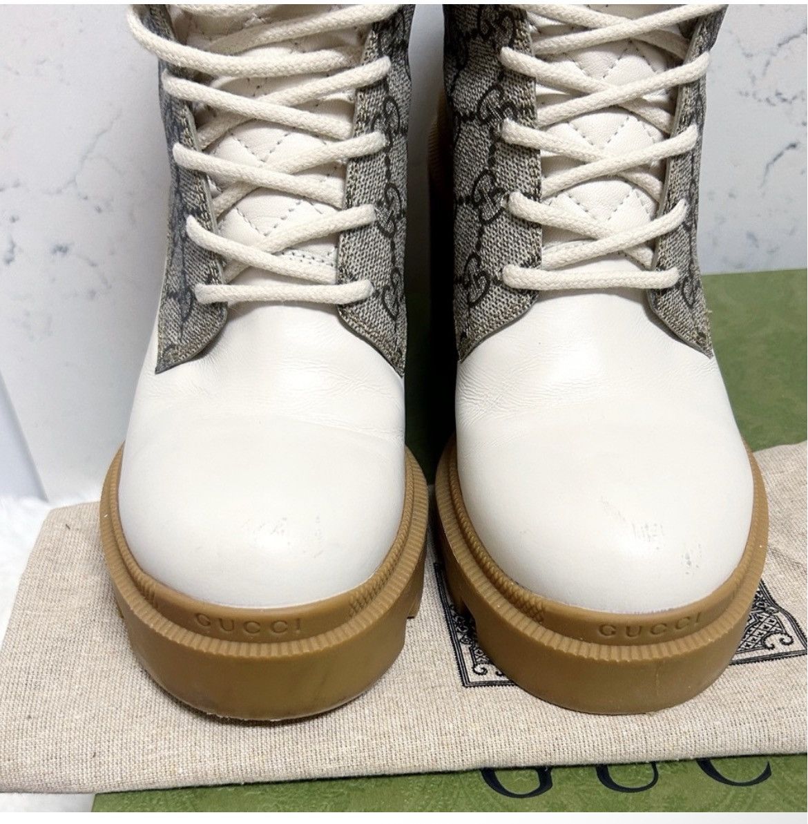 Gucci Aurhentic Gucci Supreme Monogram Trip Combat Heeled Boots Size US 7 / IT 37 - 7 Thumbnail