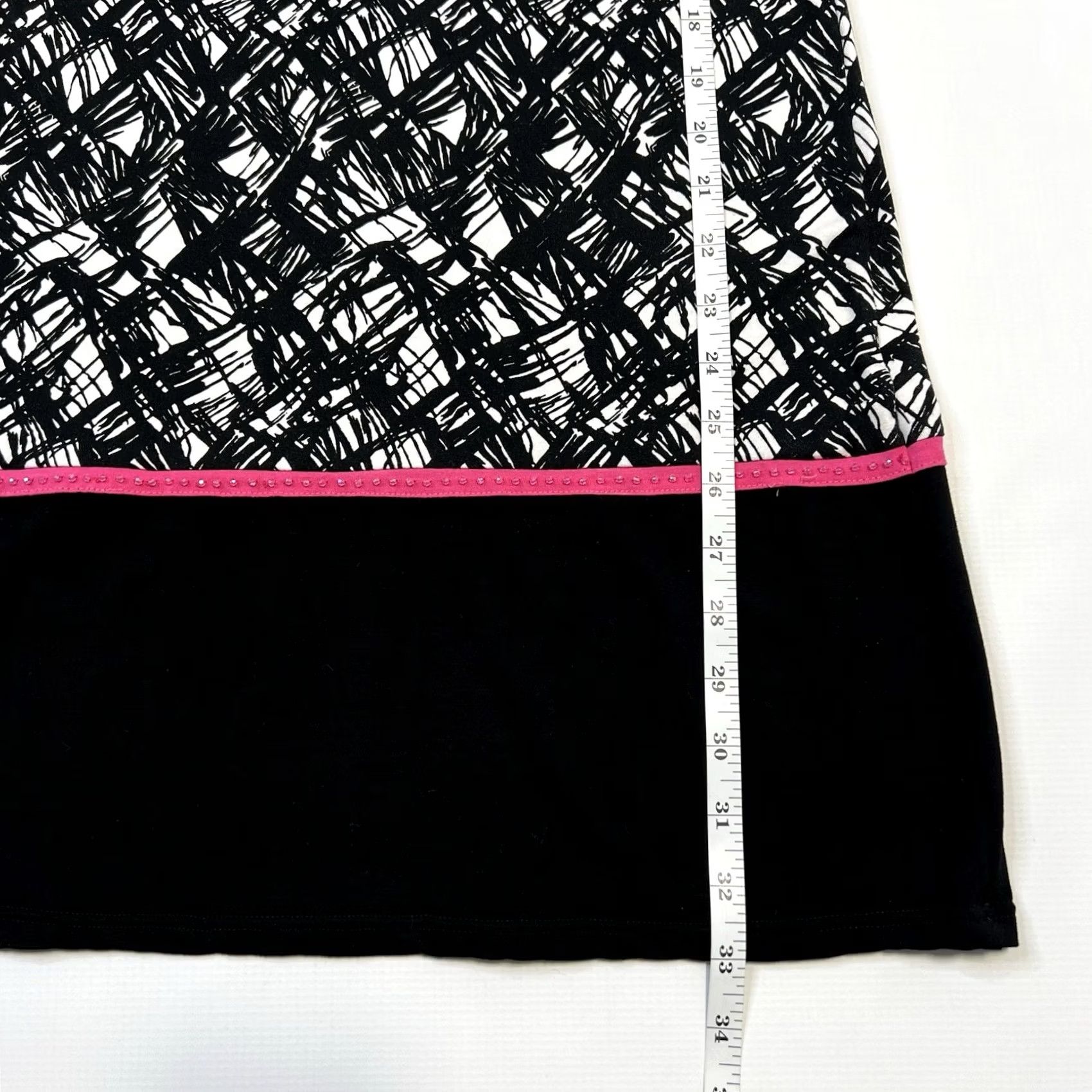 Pinko Joyous & Free Dress Women's M Black Pink Colorful Print Short Sleeve Geometric Beaded Knee-Length Tunic Dress Mens Women Size 32" / US 10 / IT 46 - 5 Thumbnail