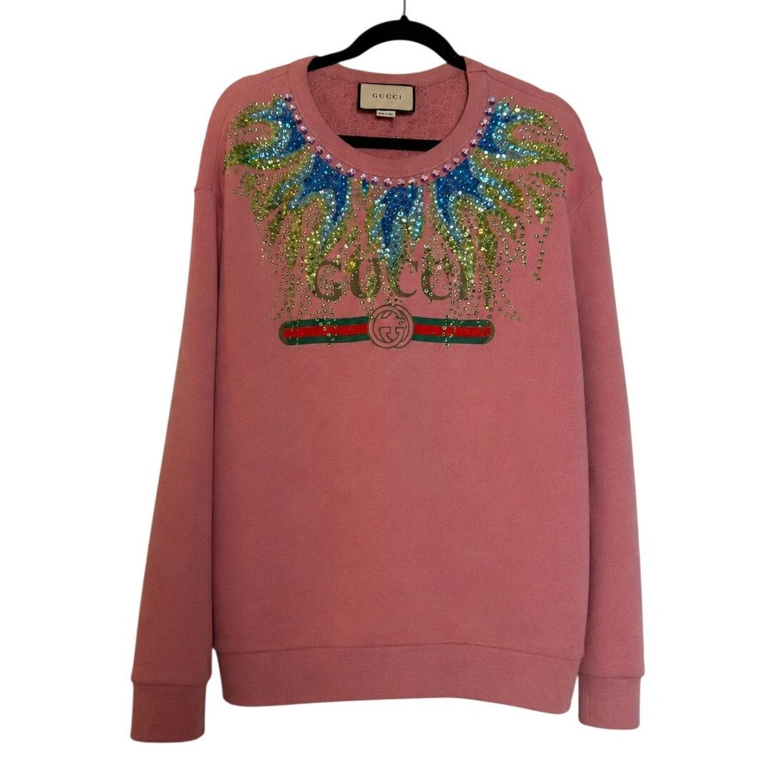 Gucci Gucci Cotton Pink FlameSweater Embellished Sweatshirt Size M / US 6-8 / IT 42-44 - 1 Thumbnail