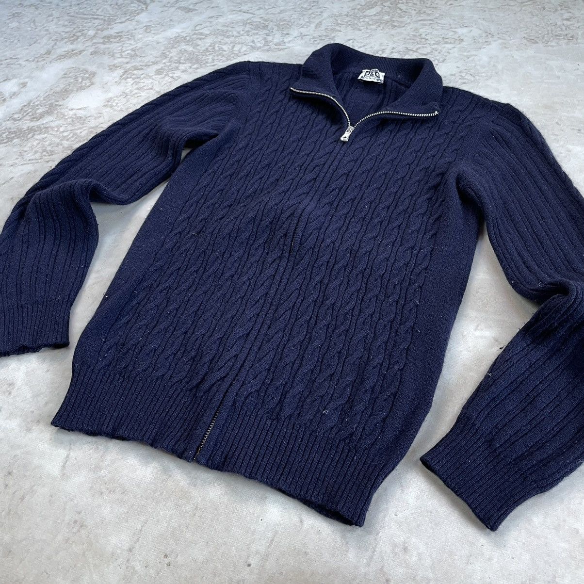 Designer × Dolce & Gabbana Dolce & Gabbana Ribbed Knit Cashmere Navy Zip Sweater Size M / US 6-8 / IT 42-44 - 9 Thumbnail