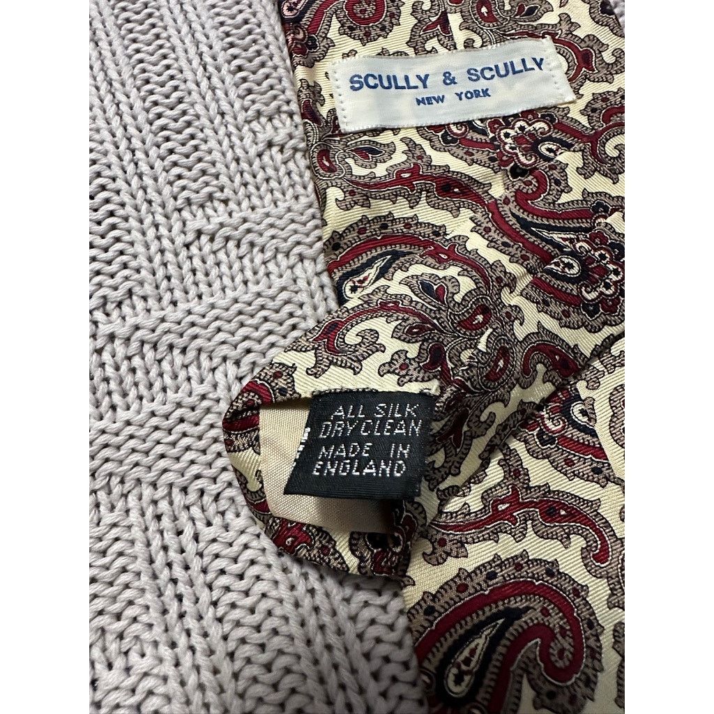 Vintage Vintage Scully & Scully cream and red paisley silk tie Size ONE SIZE - 3 Thumbnail