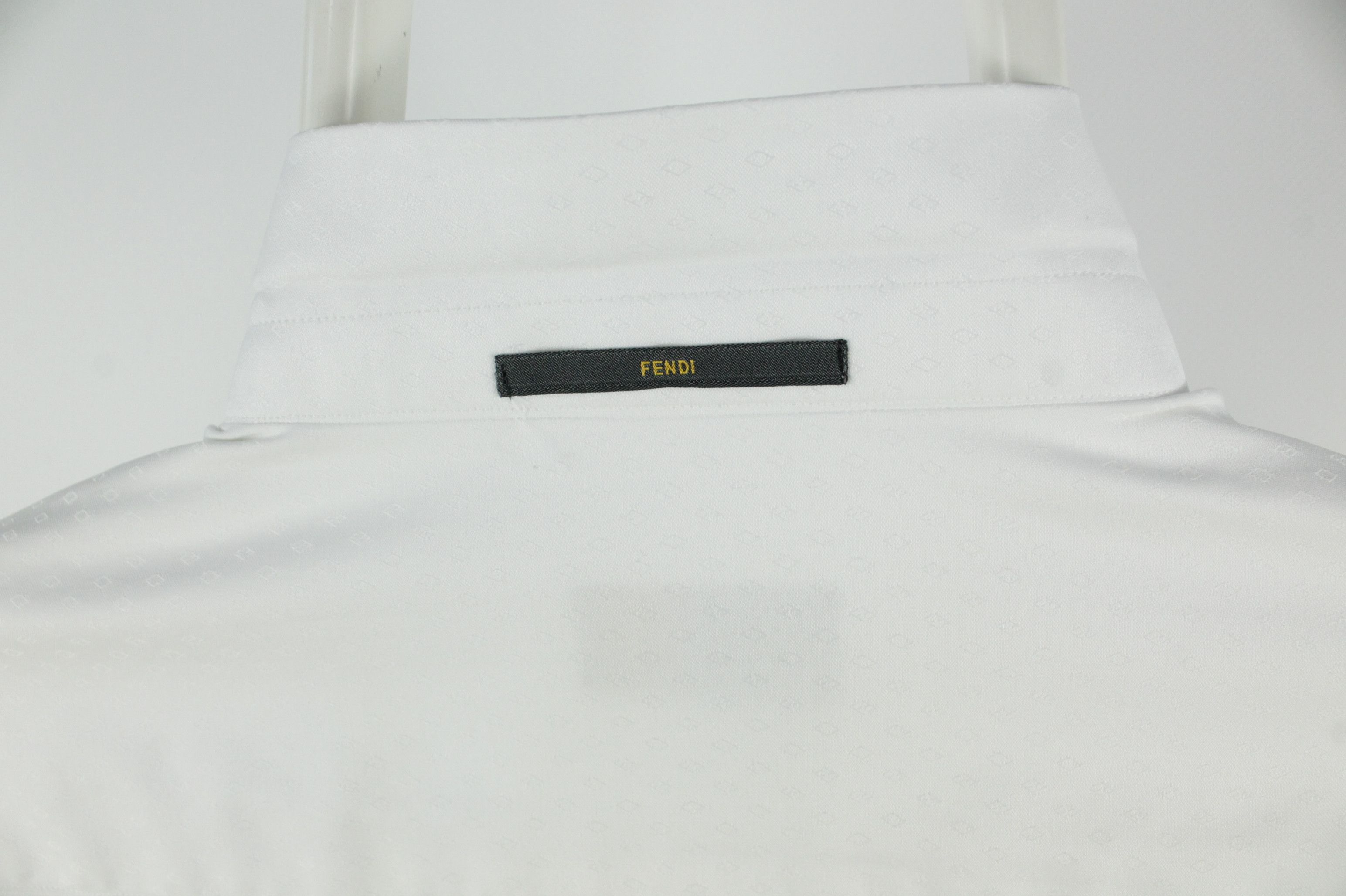 Fendi Fendi White Cotton Slim Fit Cufflinks Dress Formal Shirt Size US M / EU 48-50 / 2 - 11 Thumbnail
