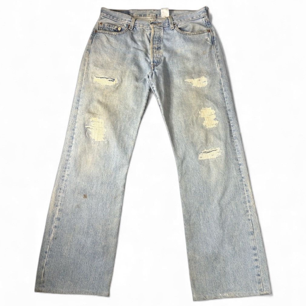 Levi's Vintage y2k Levis 501 Straight Cut Distressed Denim W34 Size US 34 / EU 50 - 1 Thumbnail