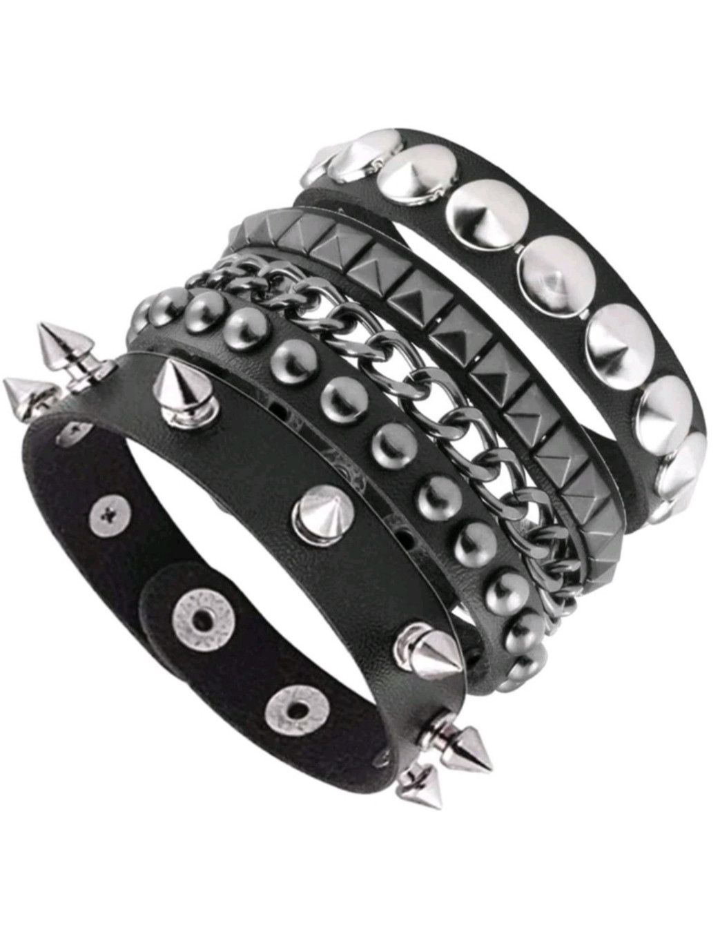 Leather Leather Cuff Bracelet Metal Studded Wristband Size ONE SIZE - 1 Thumbnail