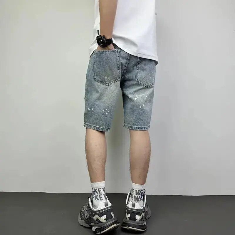 Japanese Brand Retro splashed ink ripped denim shorts Size US 32 / EU 48 - 4 Thumbnail