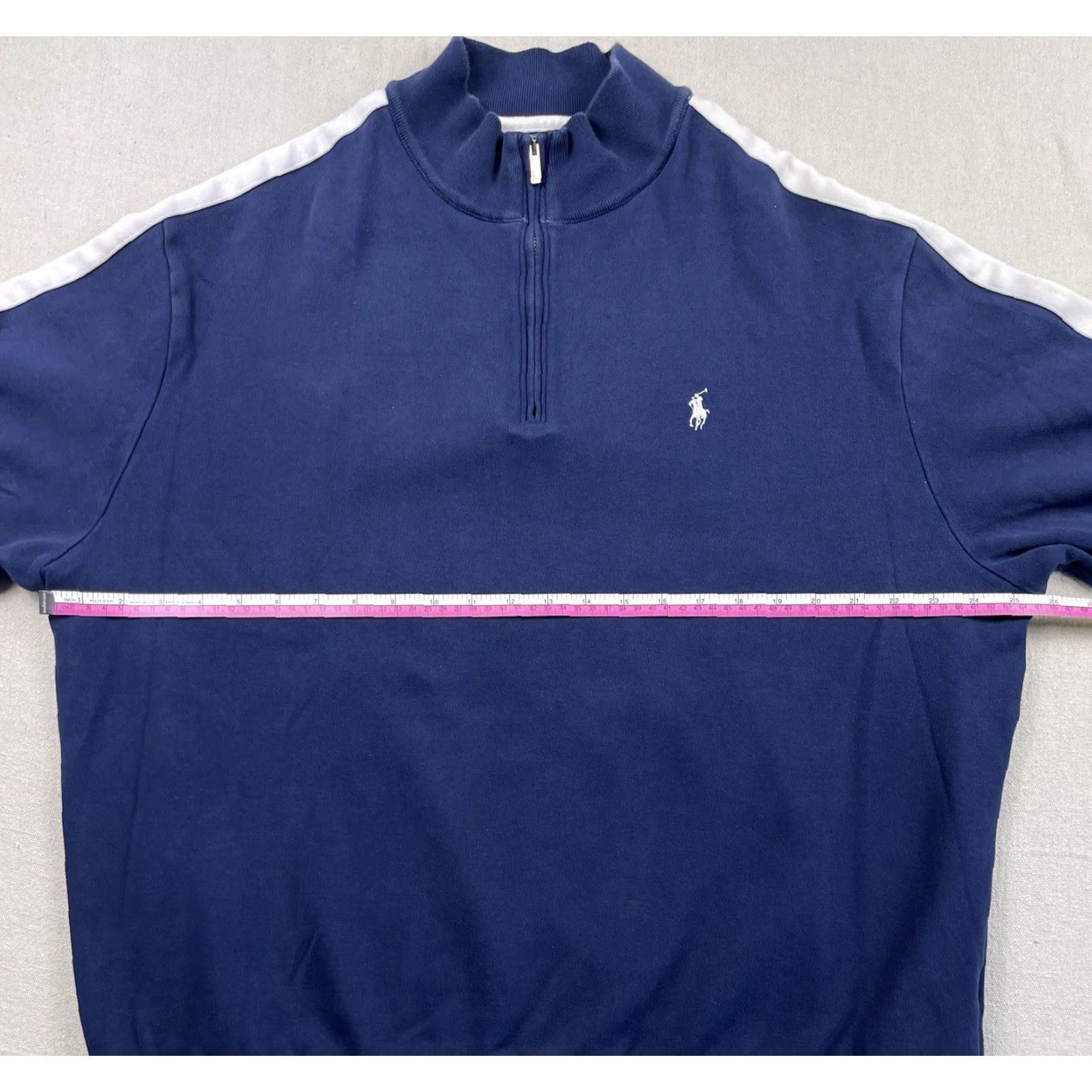 Polo Ralph Lauren VINTAGE Polo Ralph Lauren Sweatshirt 90s Pullover 1/4 Zip Mock Neck XL Mens Blue Cotton Knit Logo Bear Era 1990s Mens Size US XL / EU 56 / 4 - 4 Thumbnail