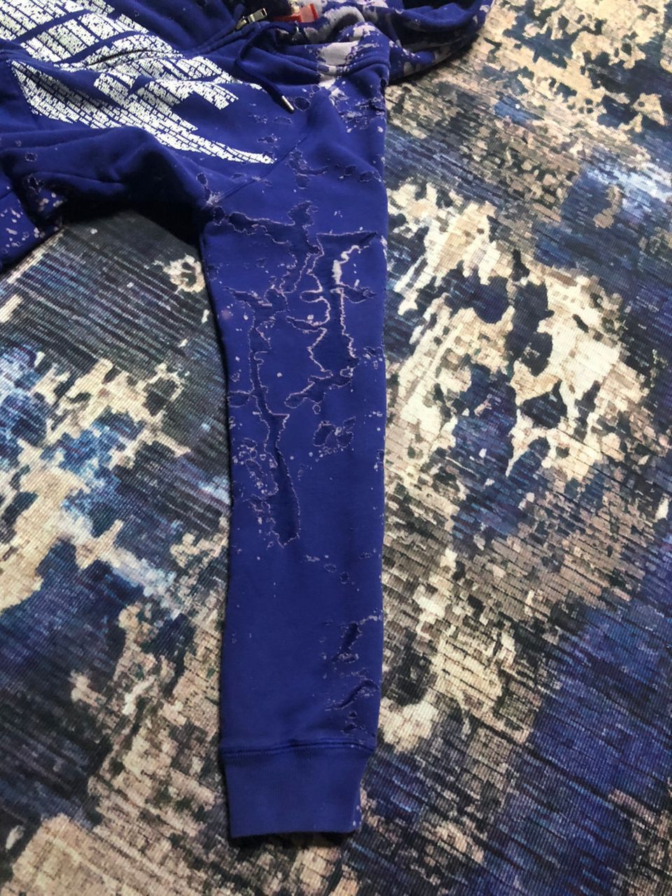 Nike Crazy Nike Cropped Heavily Distressed Bleach Zipper Hoodie Size L / US 10 / IT 46 - 13 Thumbnail