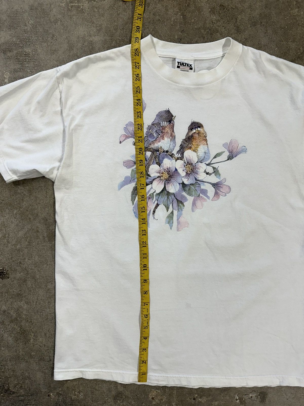 Tultex Vintage 90s Tultex Finchs Flowers Animal Nature T-Shirt Size US XL / EU 56 / 4 - 8 Thumbnail
