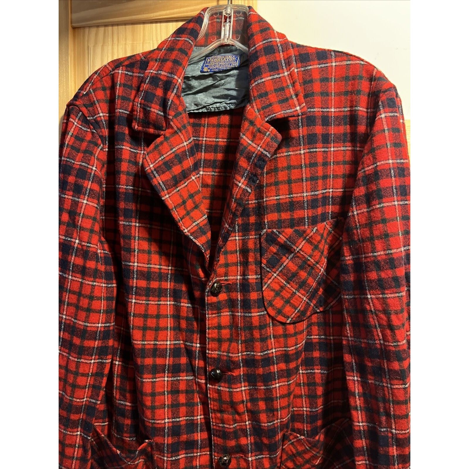 Pendleton Pendleton VTG Men’s M Red Plaid Wool Button Flannel Jacket Size US M / EU 48-50 / 2 - 9 Thumbnail