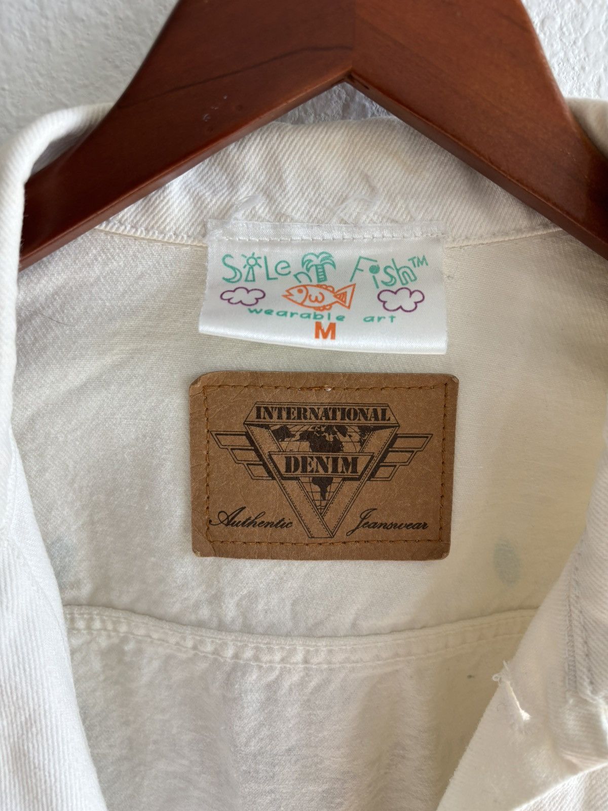 Vintage Vintage White Sun Face Denim Jacket Size US M / EU 48-50 / 2 - 5 Thumbnail
