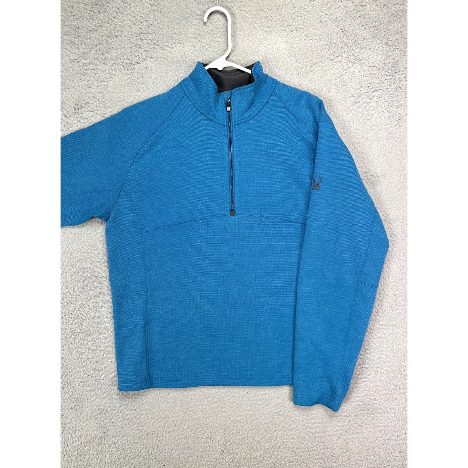 Spyder Spyder Sweatshirt Pullover Adult Large Blue Fleece Lined Mock Neck Raglan 1/4 Zip Logo Embroidered Mens Size US L / EU 52-54 / 3 - 3 Thumbnail