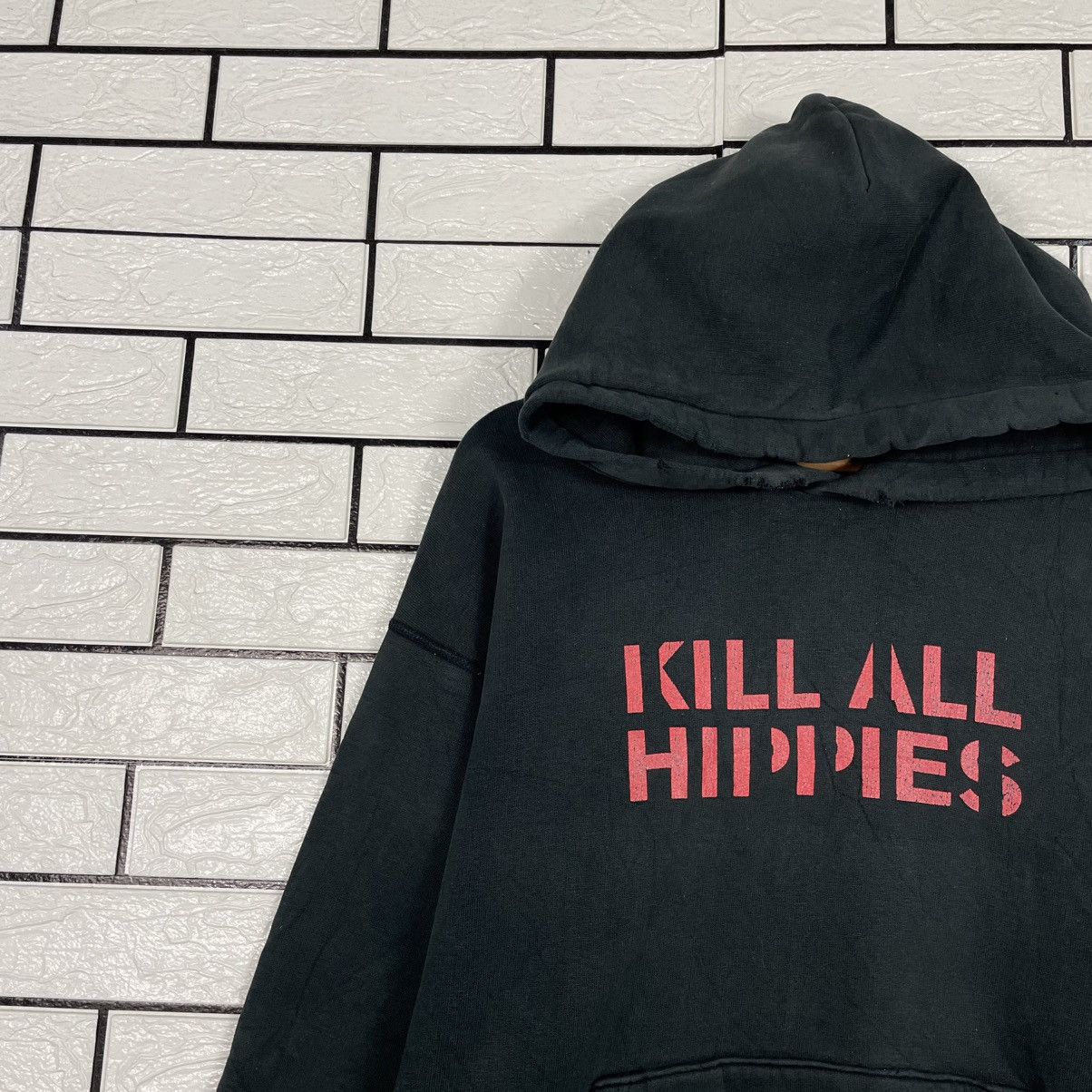 Japanese Brand Kill All Hippies Black Pullover Hoodie Size US L / EU 52-54 / 3 - 6 Thumbnail