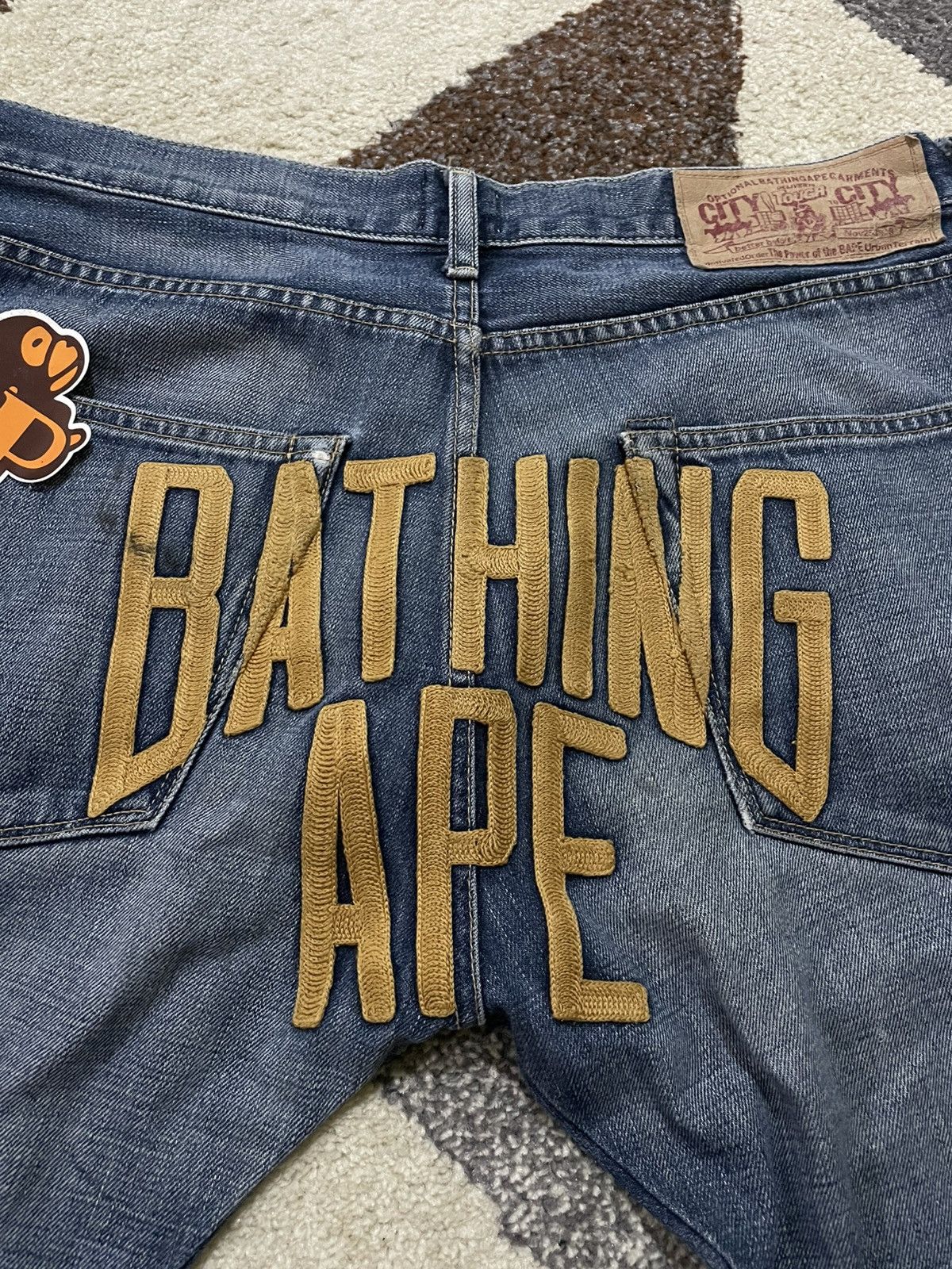Bape OG Bape NYC Logo Embroidered Denim Jeans Size US 31 - 3 Thumbnail