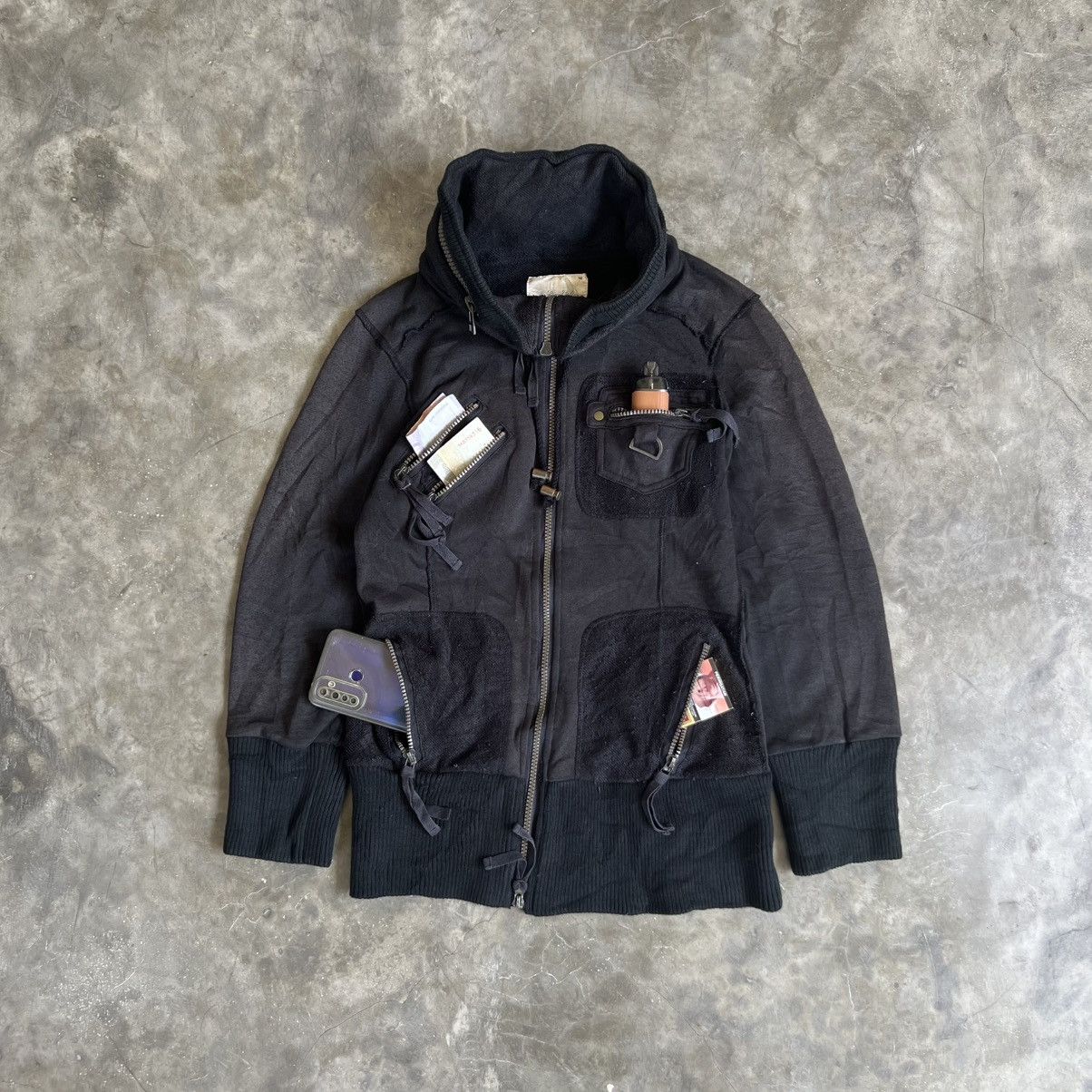 Le Grande Bleu (L.G.B.) 2000s Live Culture LGB Style Bono Multi Zip Washed Hoodie Size US M / EU 48-50 / 2 - 3 Thumbnail
