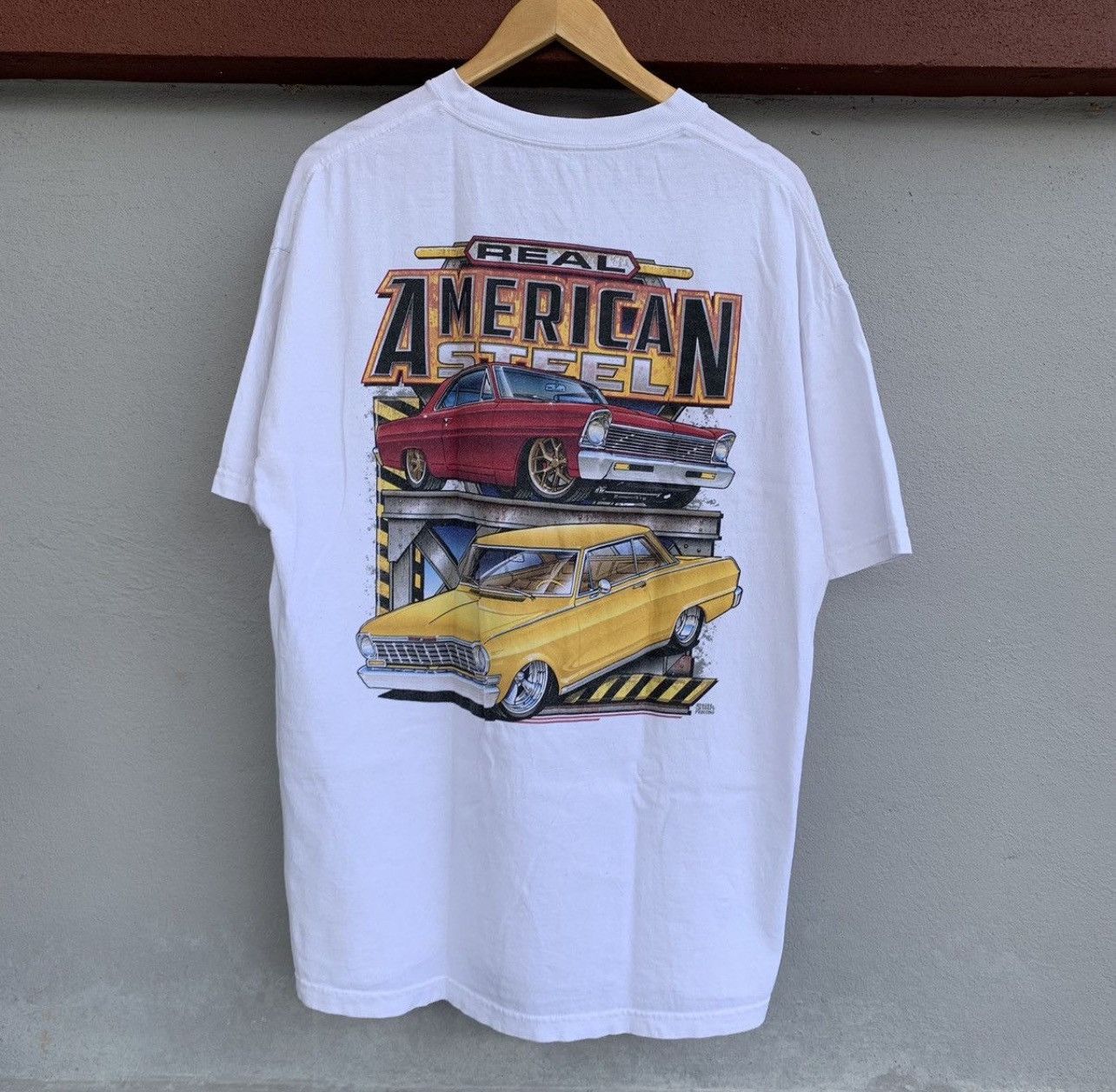 Vintage Vintage Real American Steel Classic muscle Cars Printed Tee Size US XL / EU 56 / 4 - 1 Thumbnail
