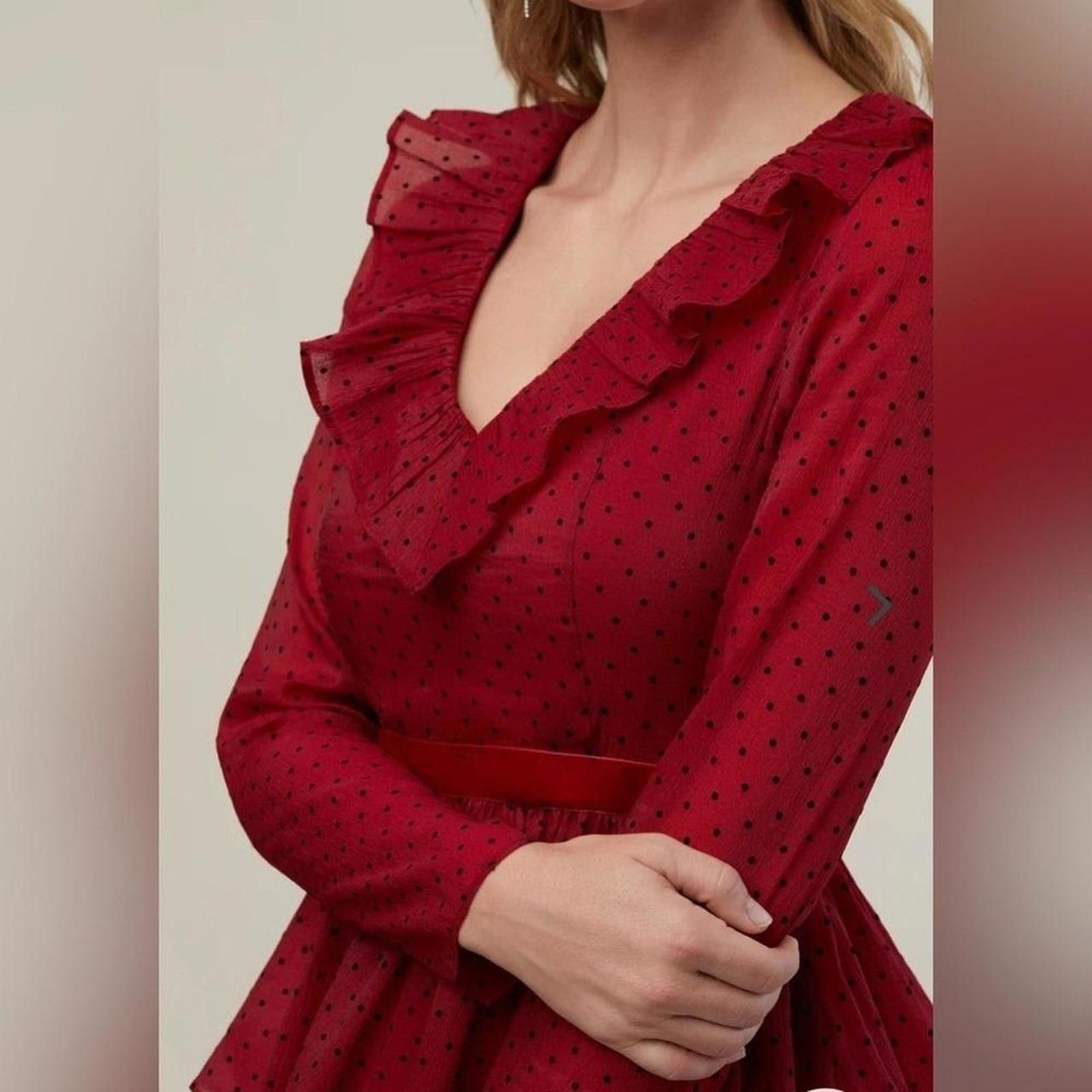 Other Rachel parcell Women's Red Black Polka Dot Long Sleeve 8 Size M / US 6-8 / IT 42-44 - 6 Thumbnail