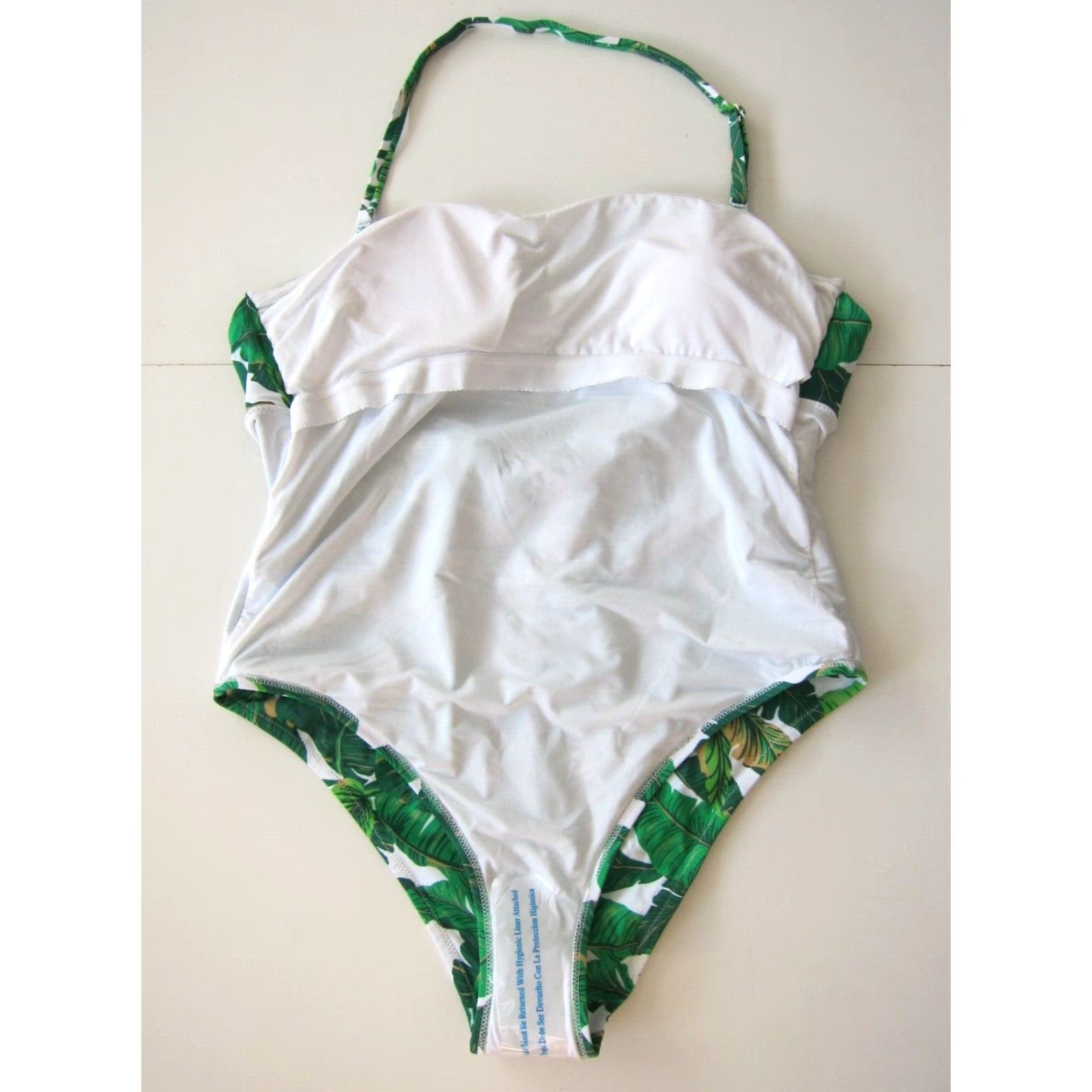 Vintage Love & Sports Green White Floral Hawaiian Built In Bra One Piece Swimsuit L Womens XS-XL Size ONE SIZE - 8 Thumbnail